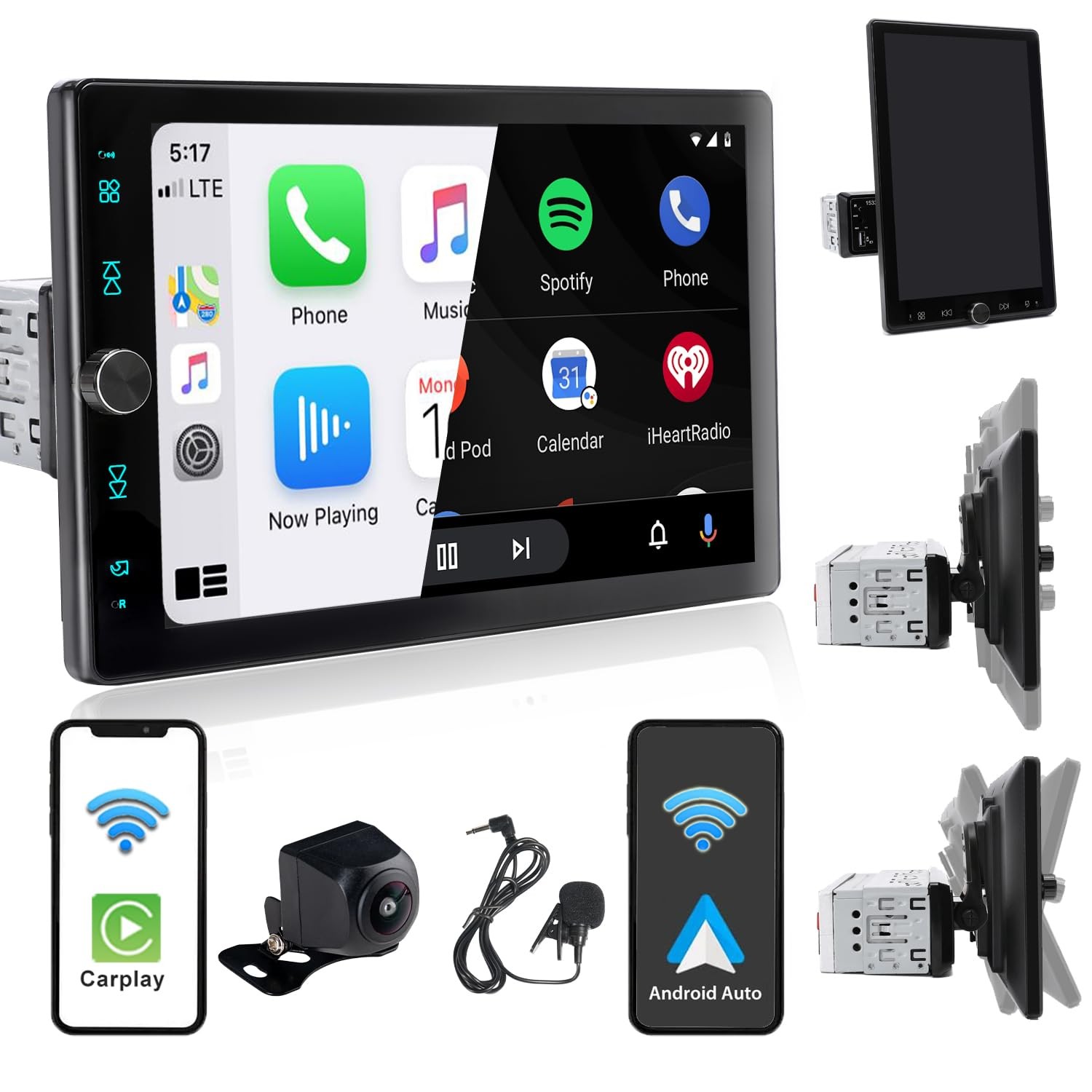 Alondy Single Din Car Radio Touchscreen 10.4″ Rotatable Compatible with