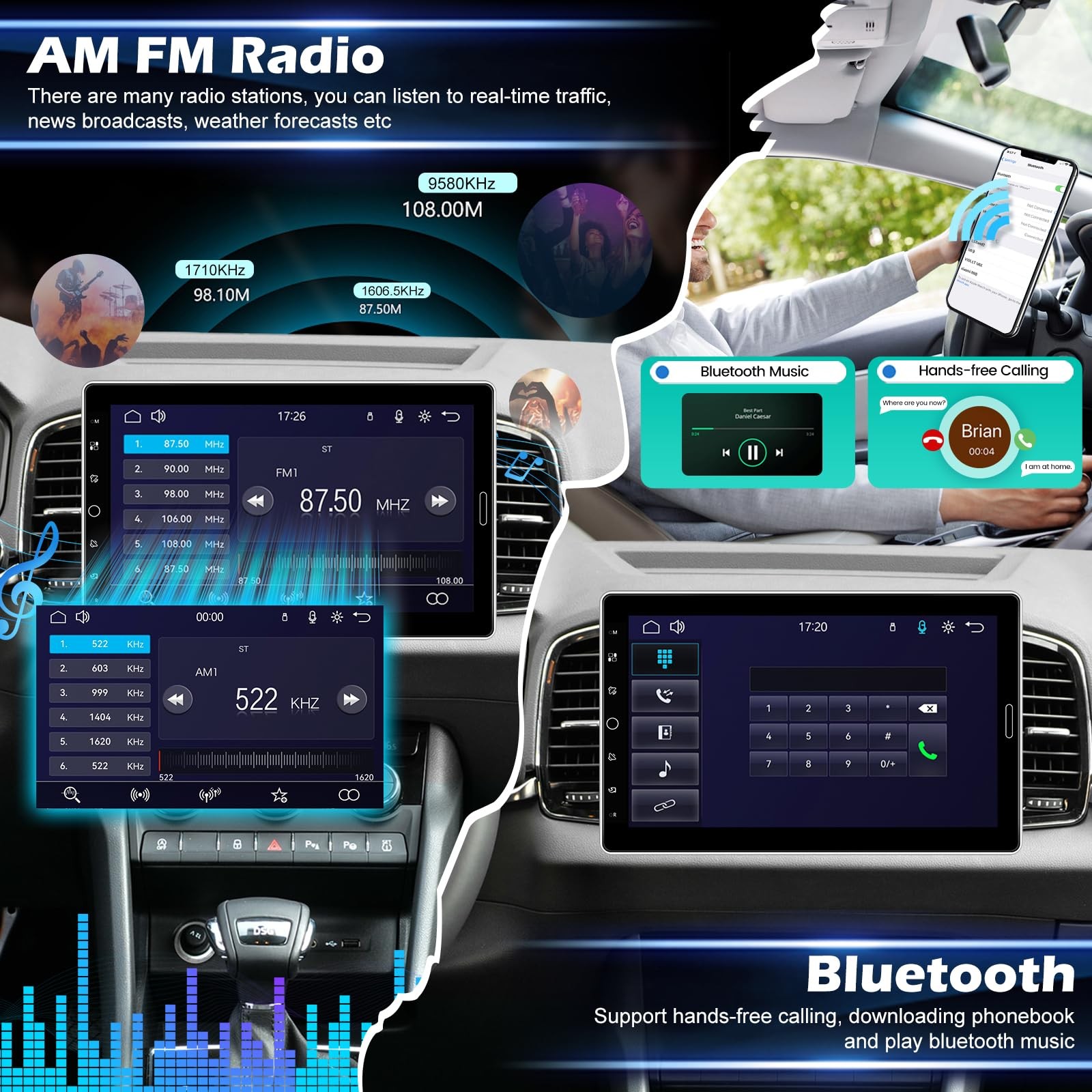 10.1 inch Single Din Touchscreen Radio 10 inch Car Stereo with Wireless Carpl…