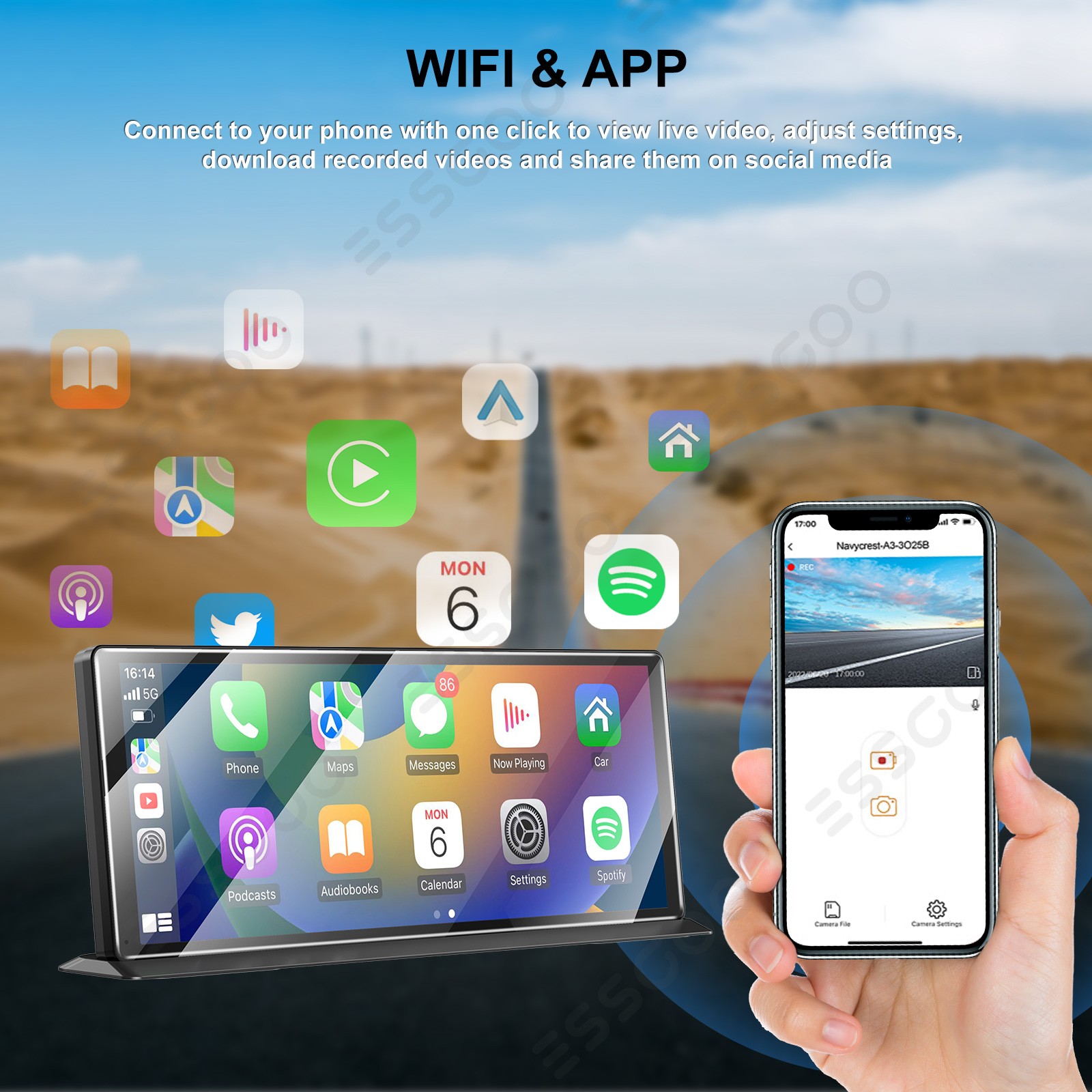 11.3″ Inch Car Portable IPS Touch Screen Apple CarPlay Tablet Android Auto Radio