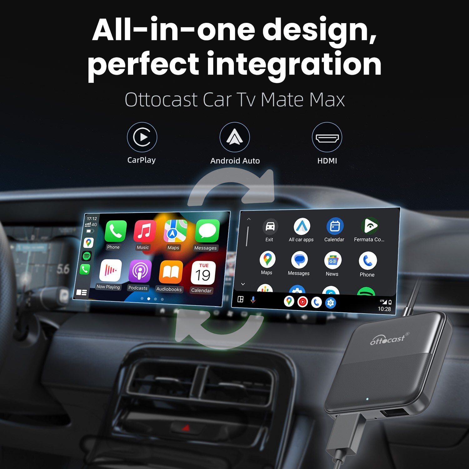 Ottocast Car TV Mate HDMI Multimedia Player Car Infotainment System Adapter