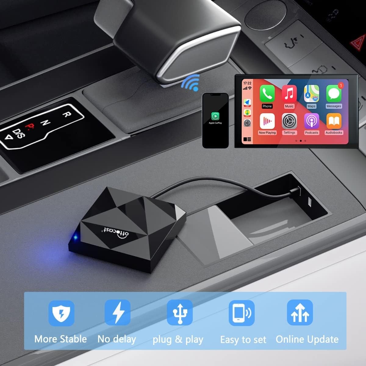 U2-AIR Wireless CarPlay Adapter for Apple iPhone, Convert Wired to Wireless P…