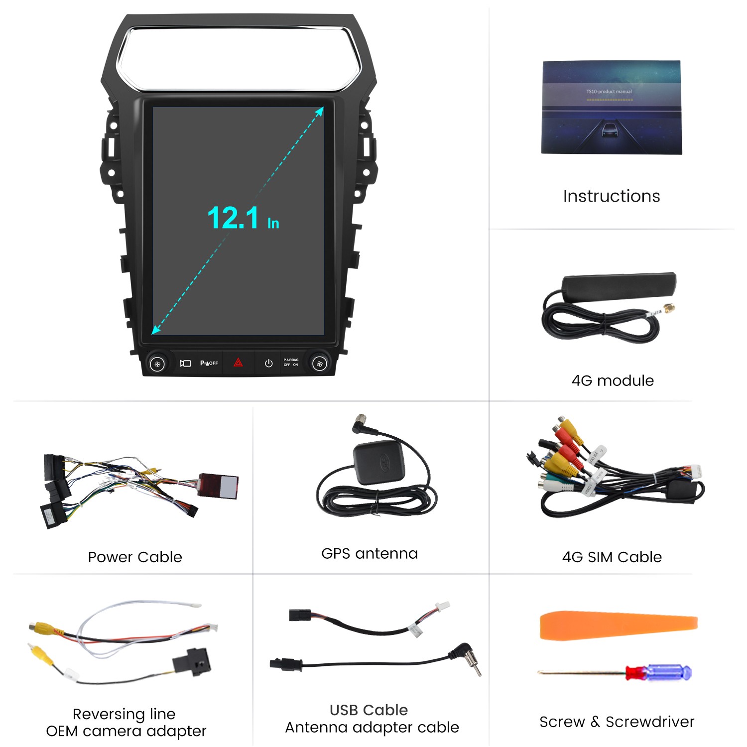 12.1″ Tesla Style For Ford Explorer 2011-2019 Car Radio Stereo CarPlay GPS Navi