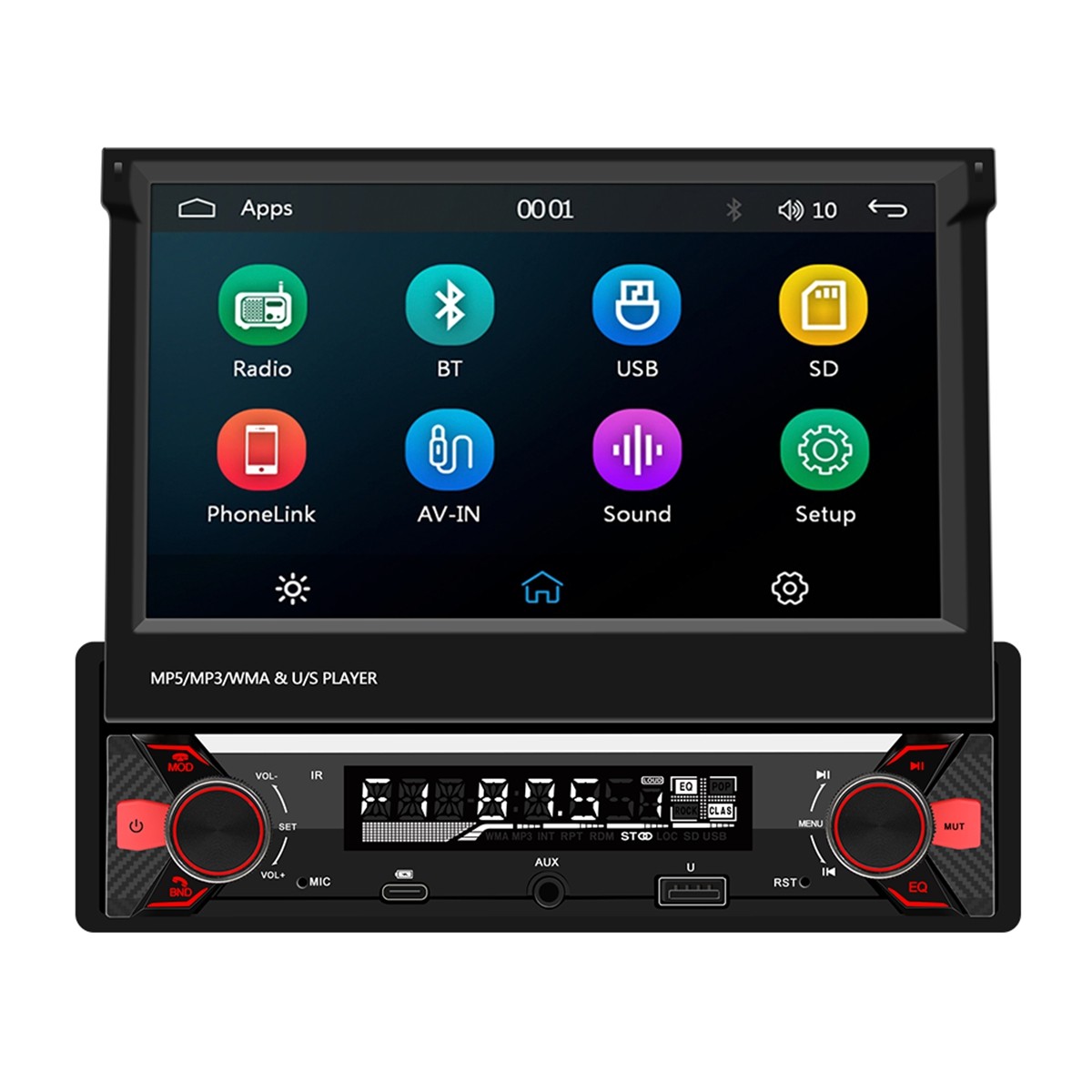 7″ Radio Estereo De Pantalla Para Coche Carro USB WiFi Tactil Single Din BT MP5