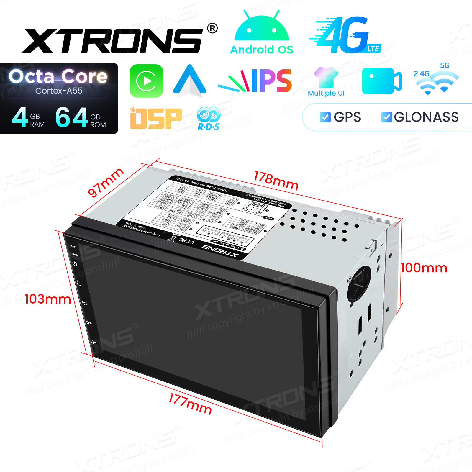 7″ Double 2DIN 4G LTE Octa-Core Car GPS Radio Stereo Sat Navi Android 13