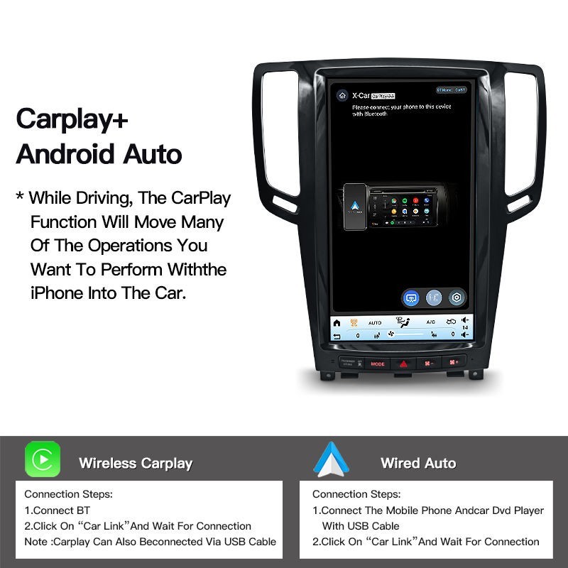 13.8″ Vertical Screen Tesla Style For Infiniti G25 G35 G37 2007-2015 Car Radio