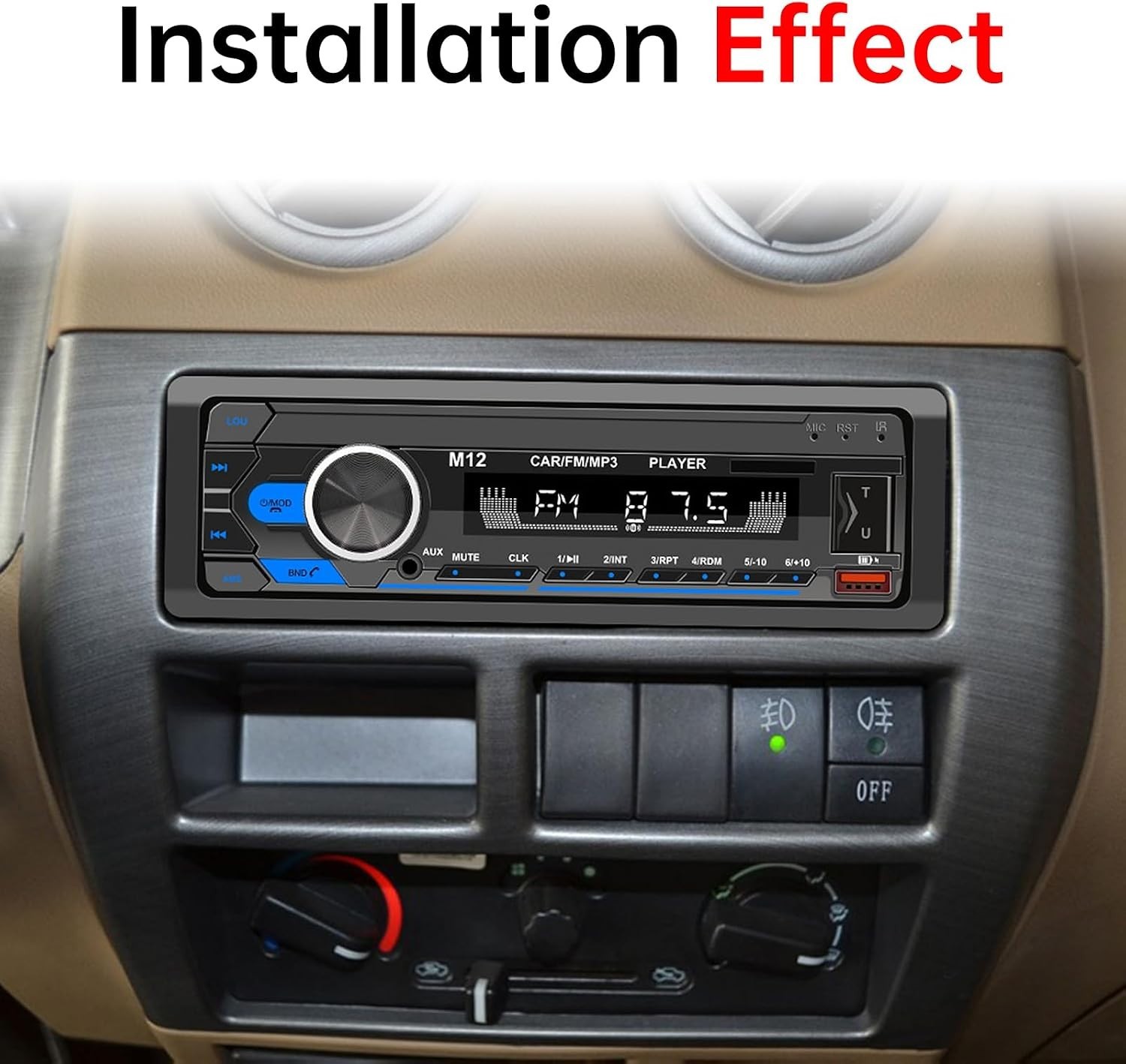Stylish 12V Bluetooth LCD Car Stereo MP3 Player with Dual USB Charging
