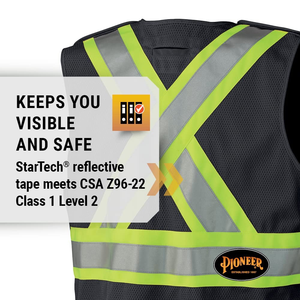 Hi Vis Tear-Away Mesh Back Safety Vest for Me – Reflective Tape, 4 Pockets – …
