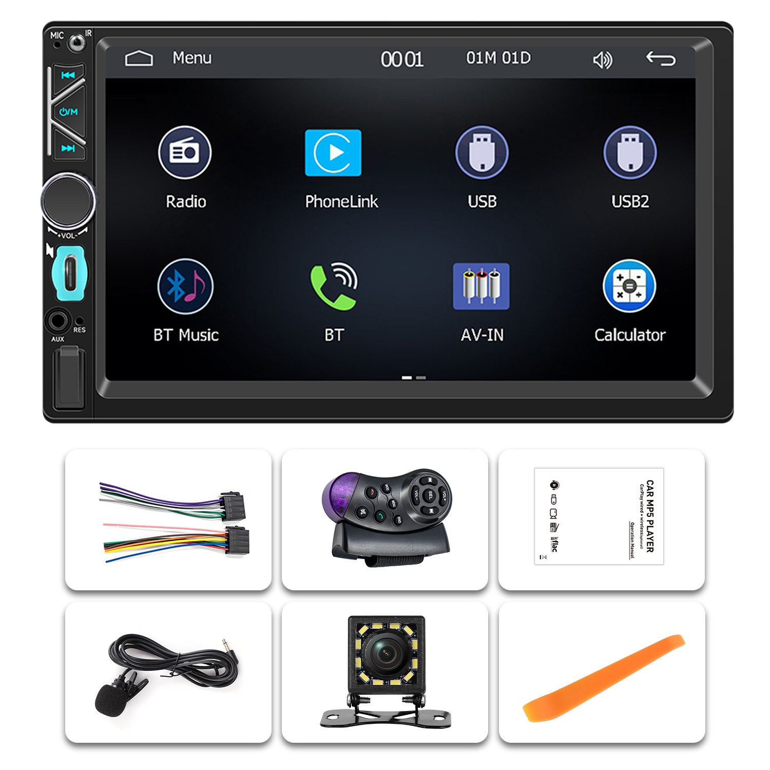 7 inch Double 2Din Touchscreen Bt Stereo Car Player FM Radio CarPlay MP5 Player