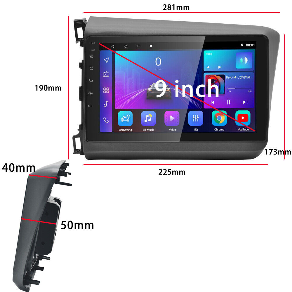 2+32G Android 15 For Honda Civic 2012-2015 Wireless Carplay Car Stereo Radio GPS