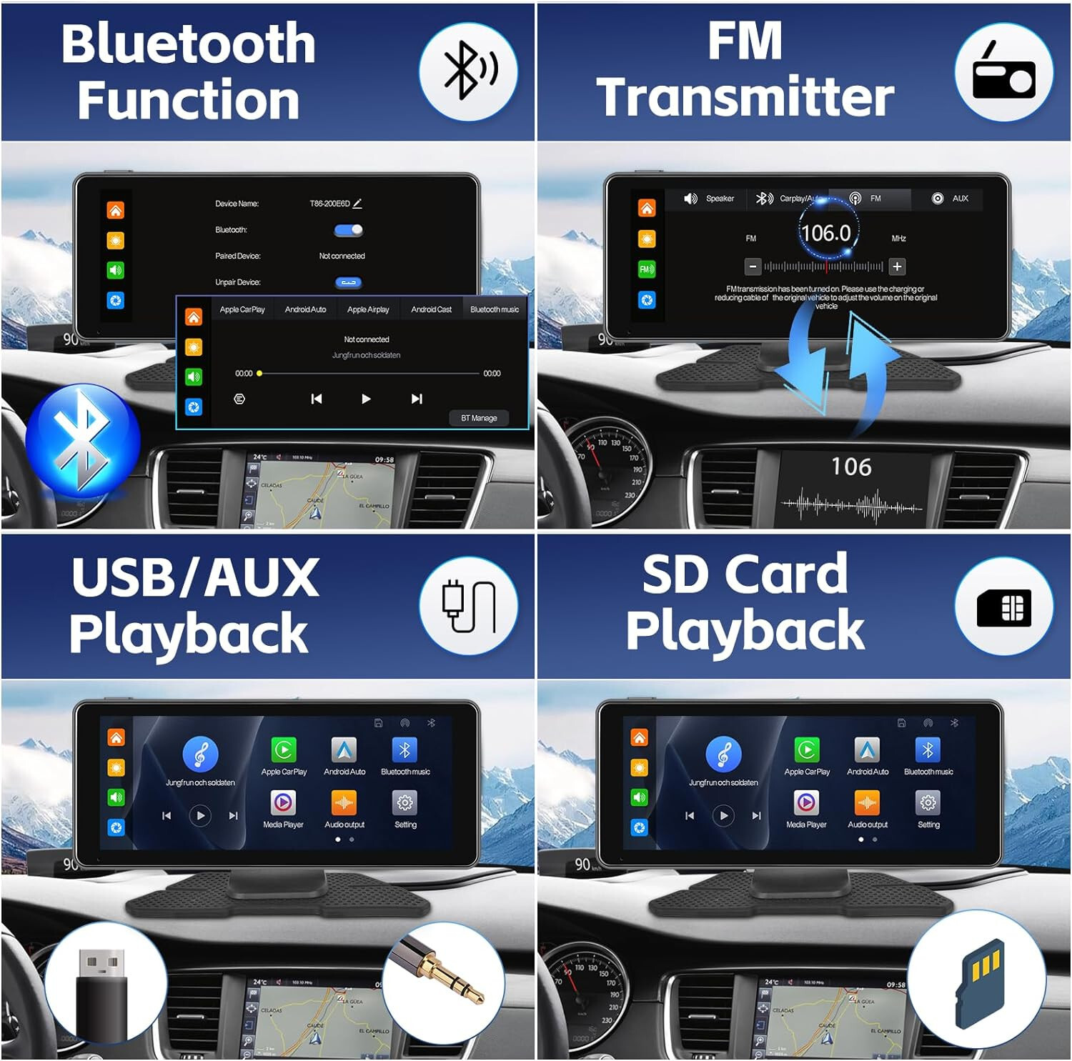 Car Stereo Wireless Apple CarPlay Android Auto Bluetooth 6.86 Inch HD 1708