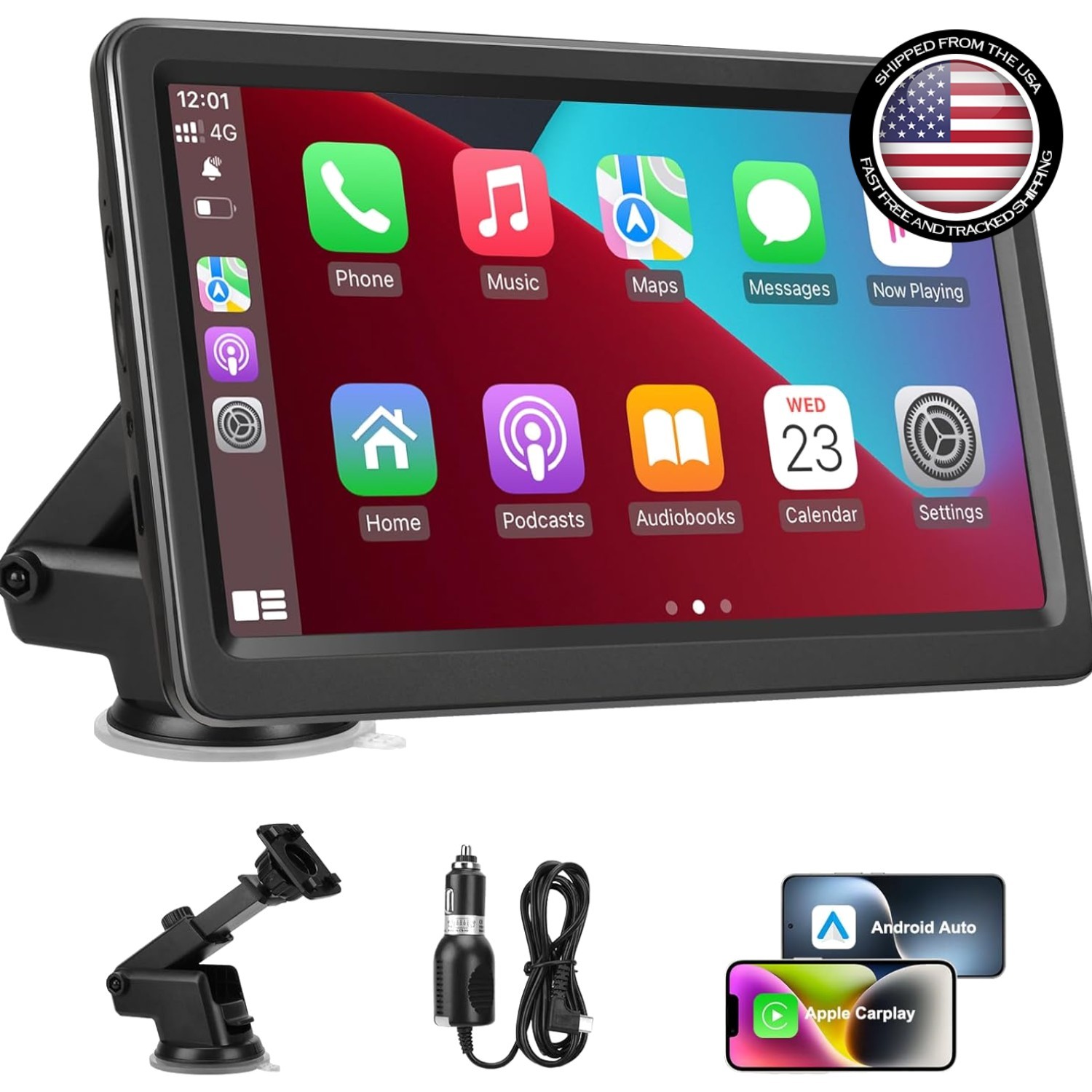 Effortless Navigation: 7-Inch Wireless CarPlay with Voice Control & Easy Mount