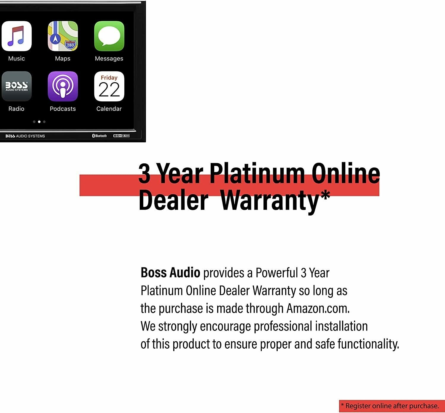 BOSS BVCP9700A Double 2 DIN 7″ Car Stereo Apple Carplay Android Auto Bluetooth