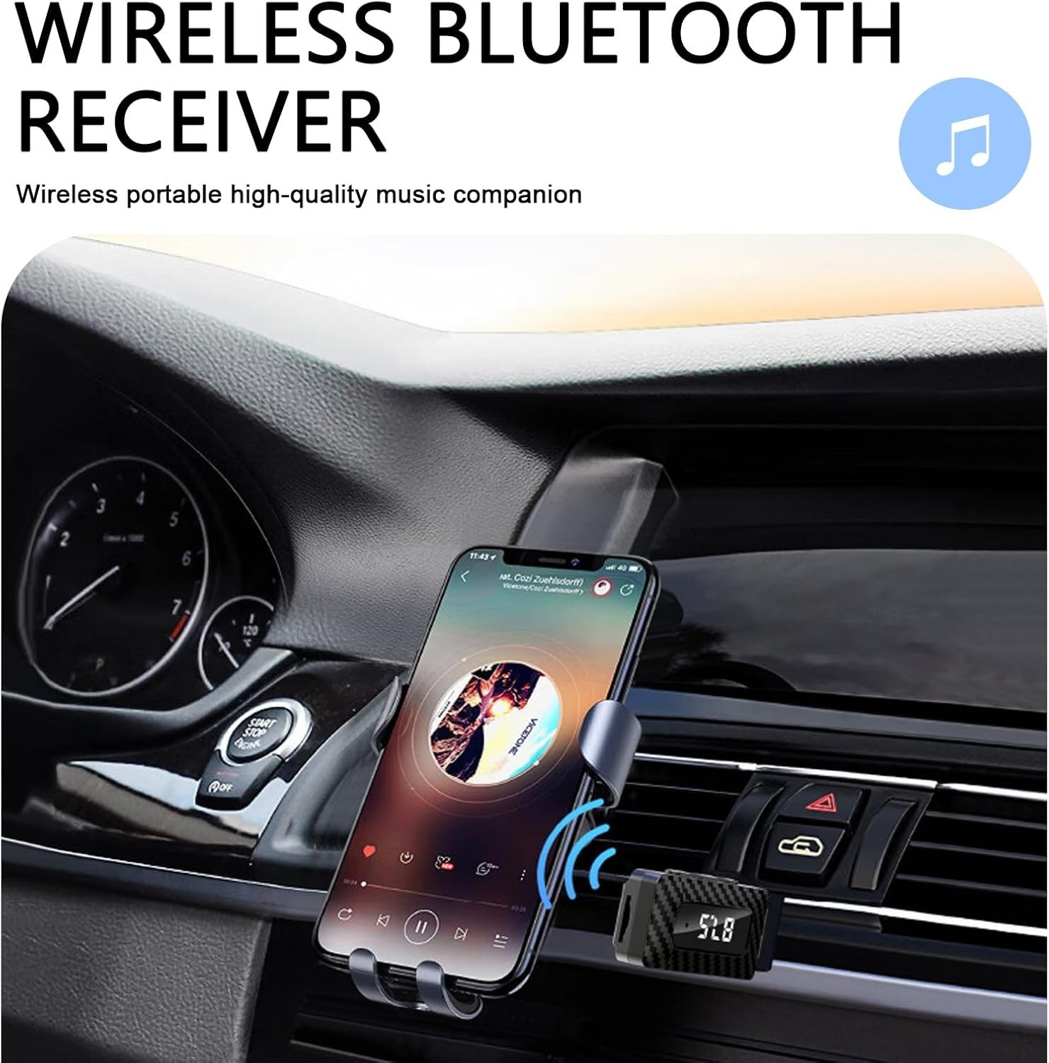Bluetooth 5.3 USB Receiver 3.5mm AUX Audio Adapter Car Stereo