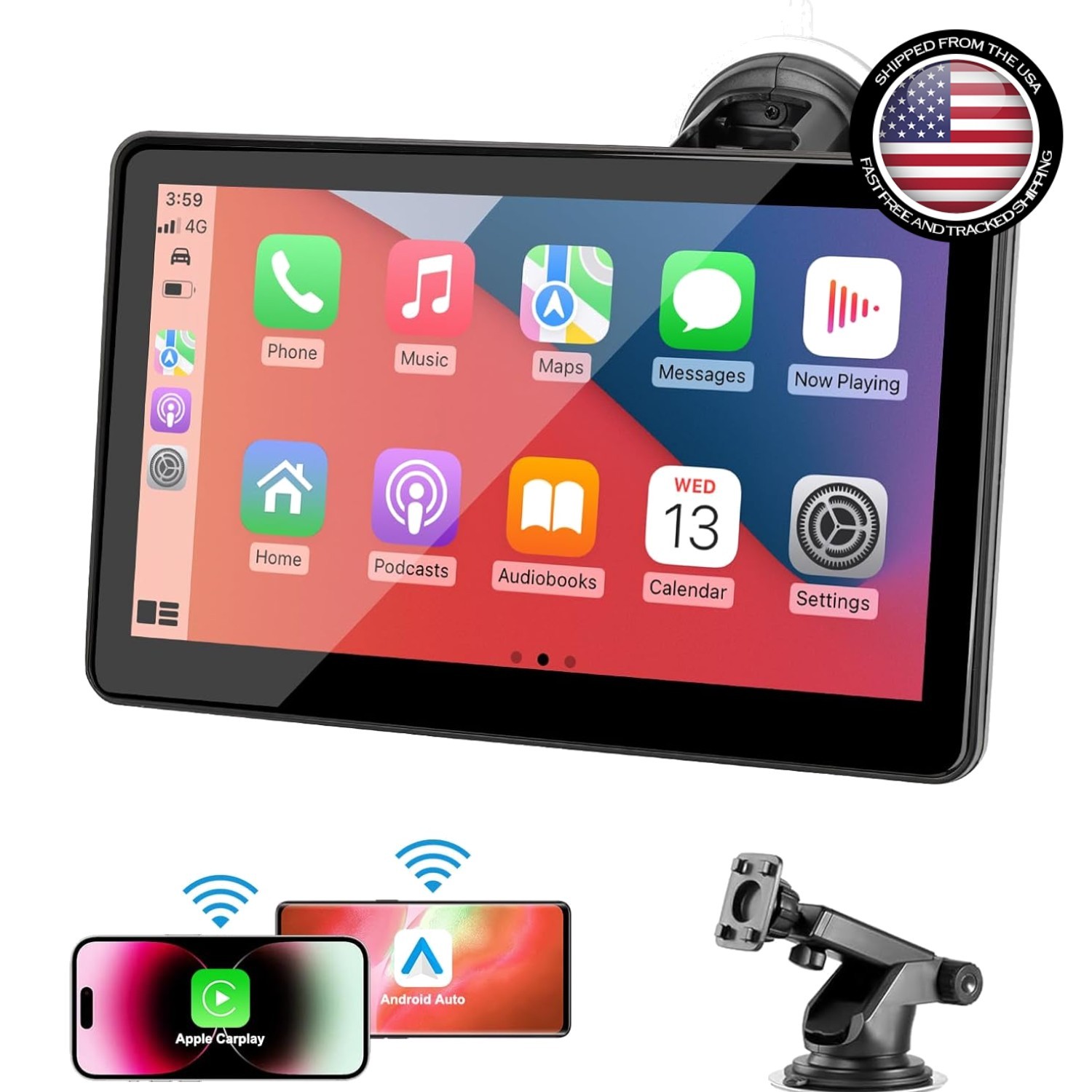 Wireless CarPlay & Android Auto 7-Inch Screen with Bluetooth & Easy Installation