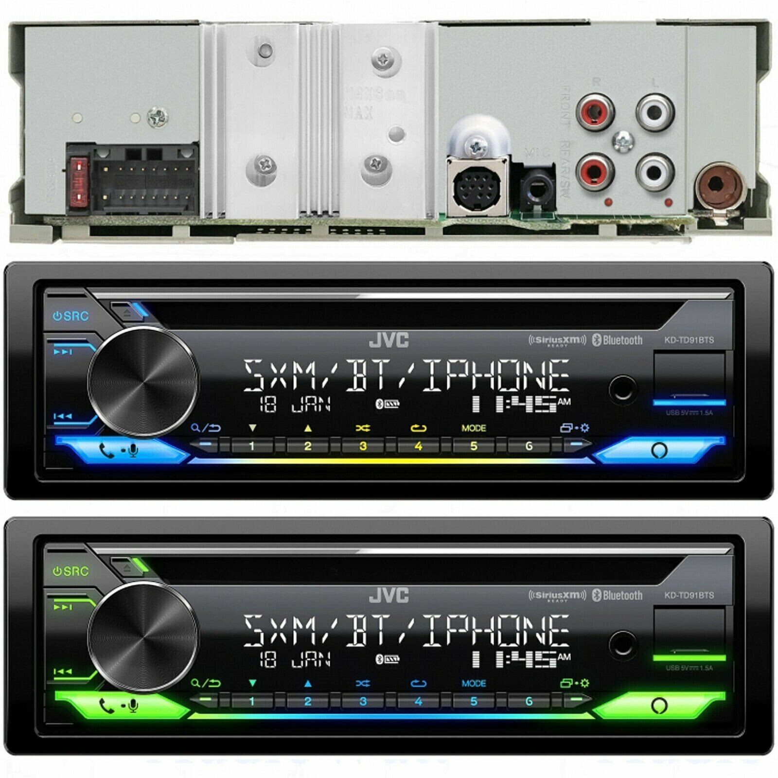 JVC KD-TD91BTS 1-DIN CD Receiver w/ Bluetooth USB MP3 SiriusXM Alexa UC