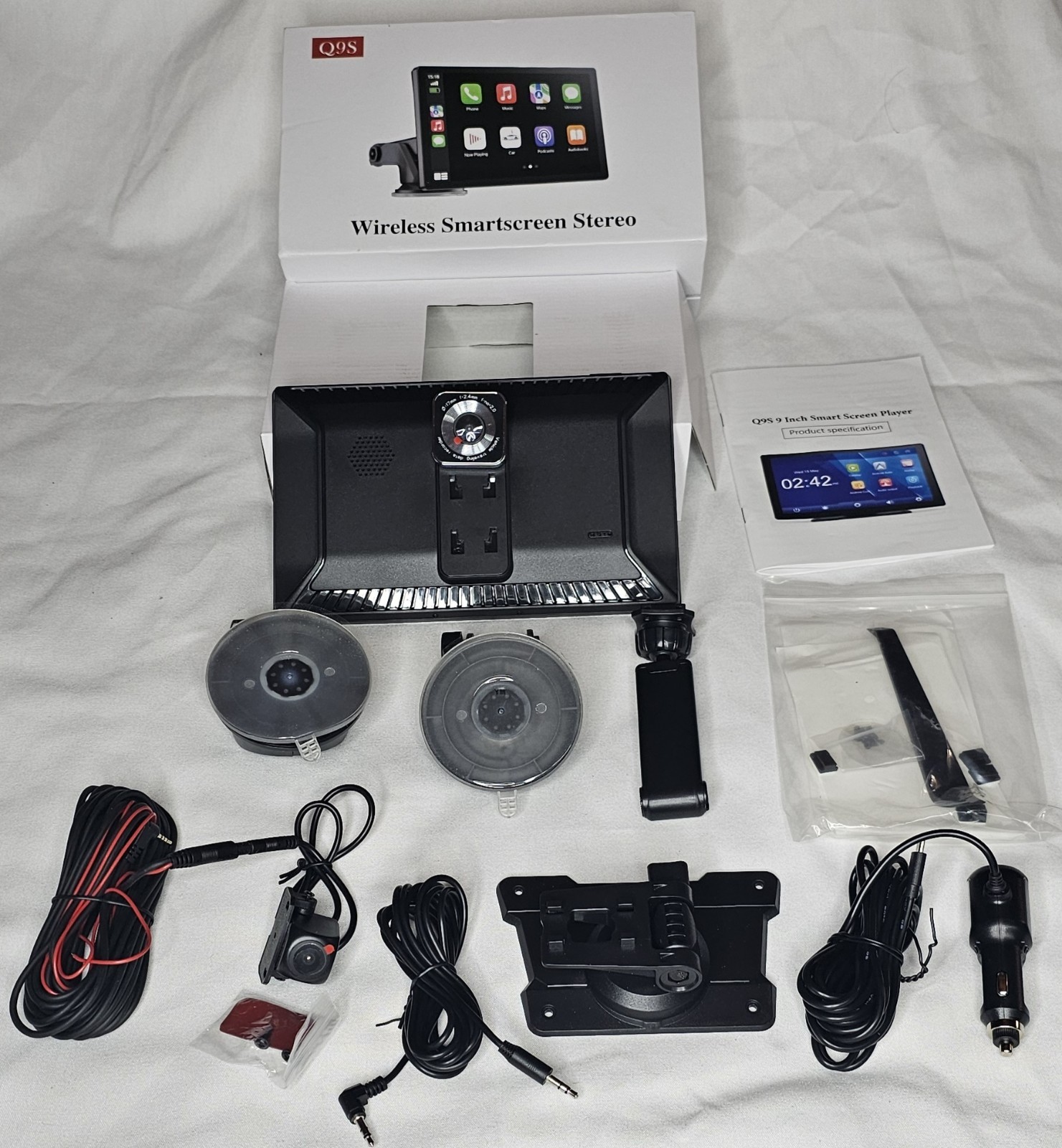 Open Box Hauxiy Q9S 9″ Wireless Smart Screen Touchscreen Car Stereo CarPlay
