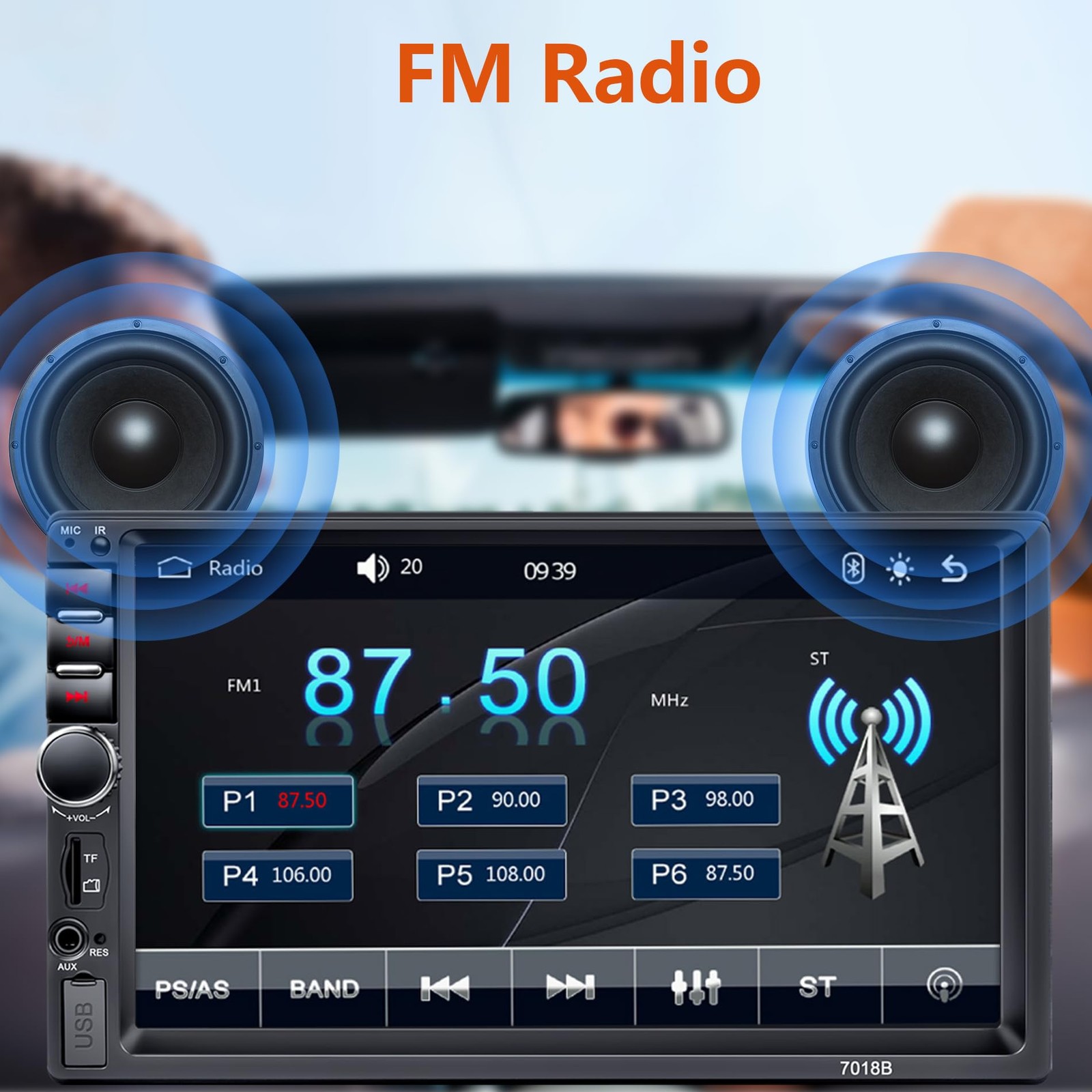 Estereo De Doble Din Con Pantalla Tactil Y Funcion De Manos Libres Lujo