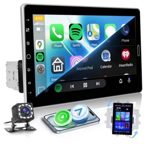 10.1 Inch Single Din Radio with CarPlay Android Auto Bluetooth 5.2 1280×720