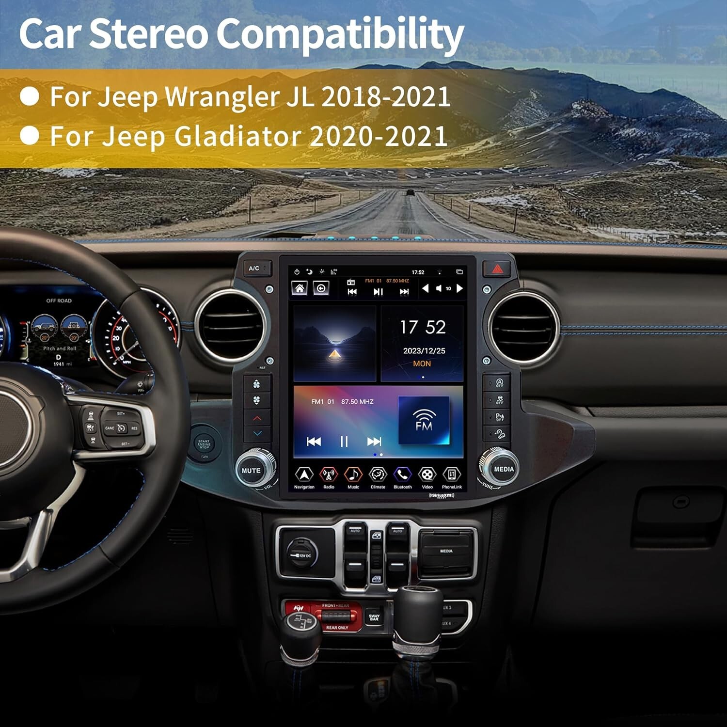 Gen5 Android Car Radio Stereo GPS For 2018-2022 Jeep Wrangler JL Gladiator 4+64G