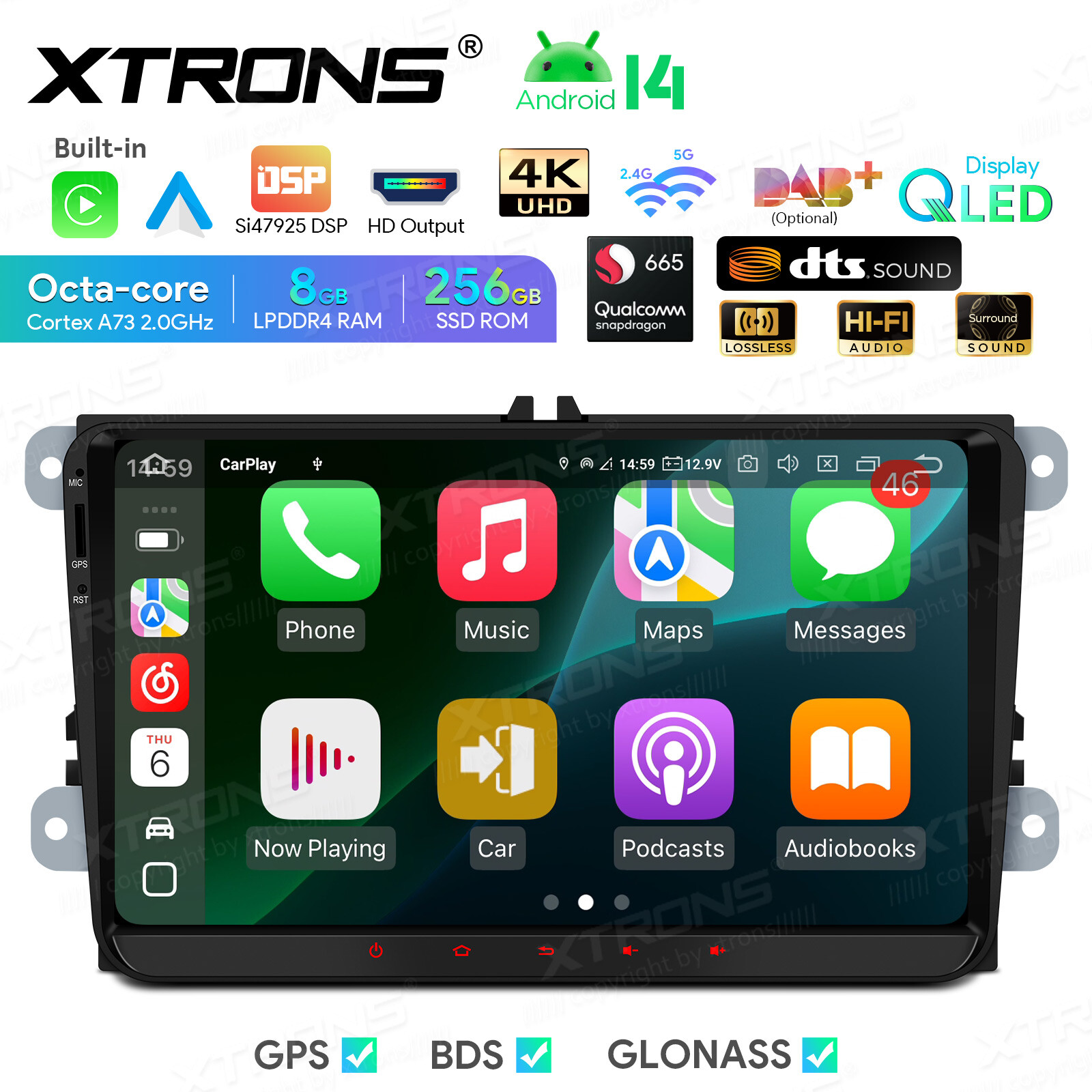 9″ For VW Volkswagen Jetta Passat Android 14 8+256GB Car Stereo Radio GPS WIFI