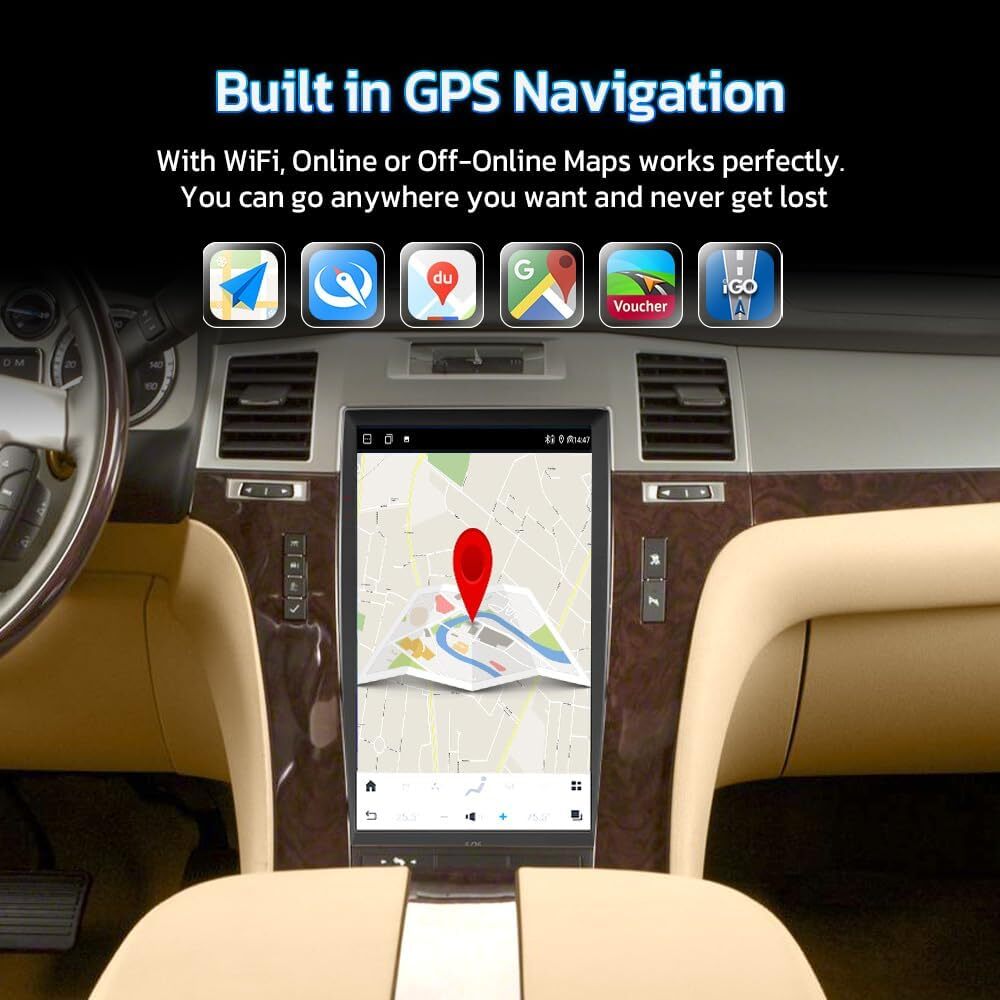 64GB 13.6″ Screen DVD Player GPS Navi Stereo Smart Radio For Cadillac Escalade