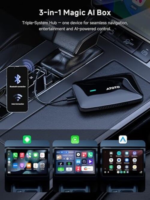 Wireless CarPlay & Android Auto Adapter, Supports for Glossy Black Finish