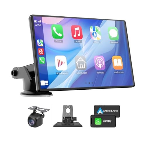 Wireless Carplay and Android Auto Screen for Car, 7″ HD Portable Touch Screen
