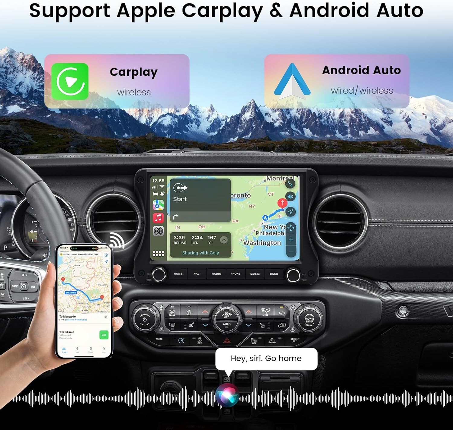 Android 13 10.2″ Car Radio for Jeep Wrangler JL/Gladiator JT 2018-2022 CarPlay