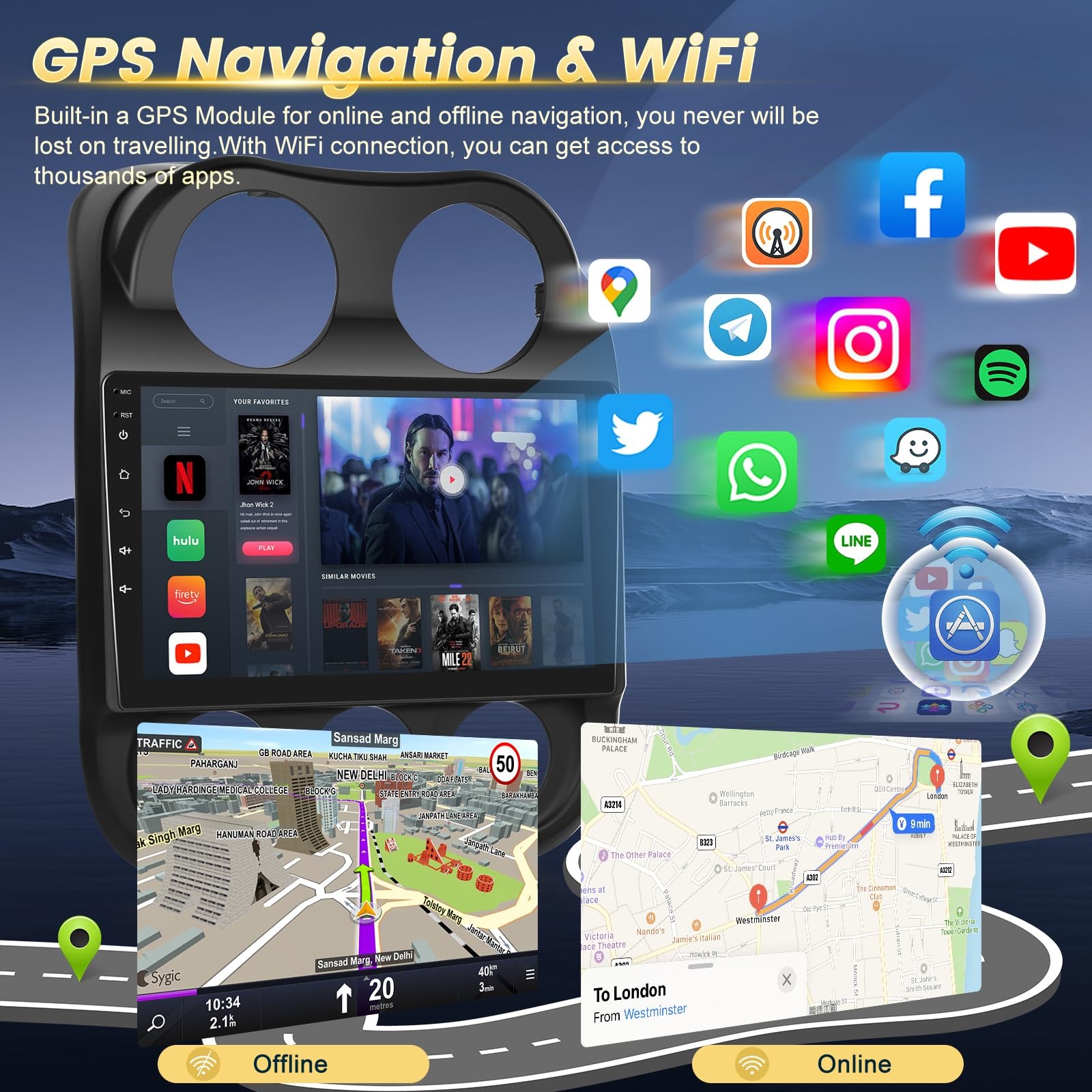 [2G+64G] 10 inch Screen for Jeep Compass Patriot Radio 2010-2016, Android Com…
