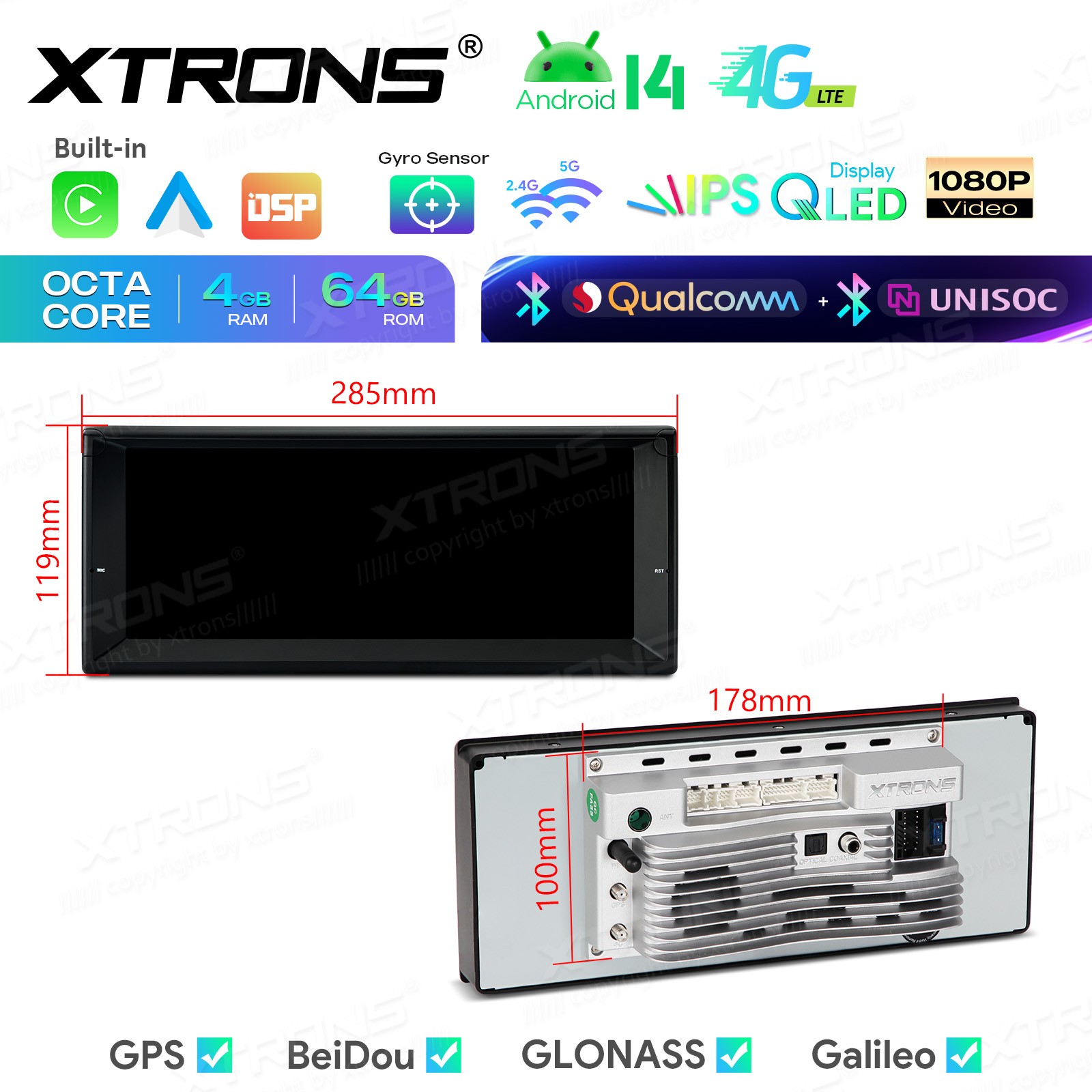 Android 14 Car Stereo For BMW E39 M5 E38 10.25″ QLED 4G 64G CarPlay Android Auto