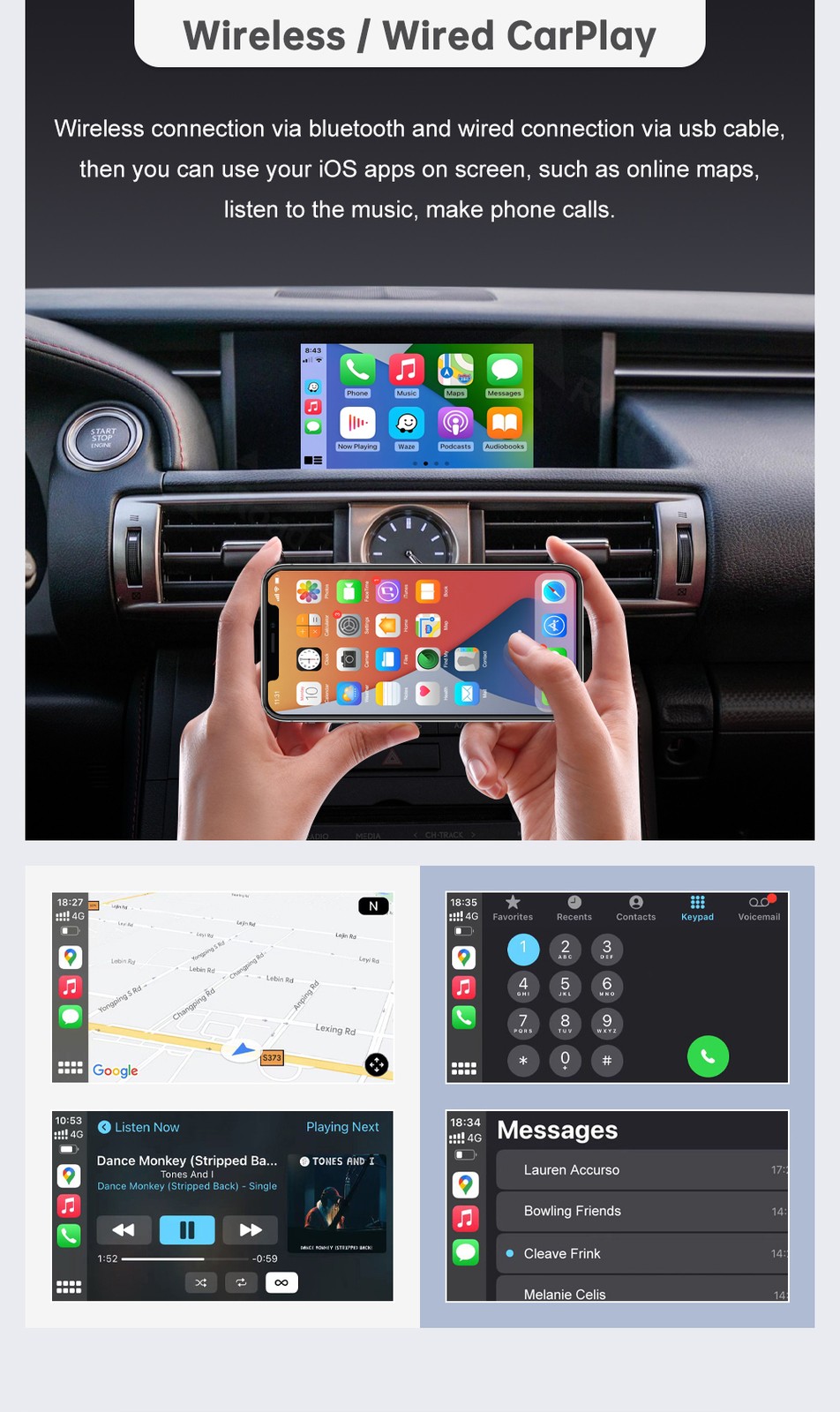 Wireless Carplay Android Auto Module For Lexus IS 2014-2020 Mirror Link AirPlay