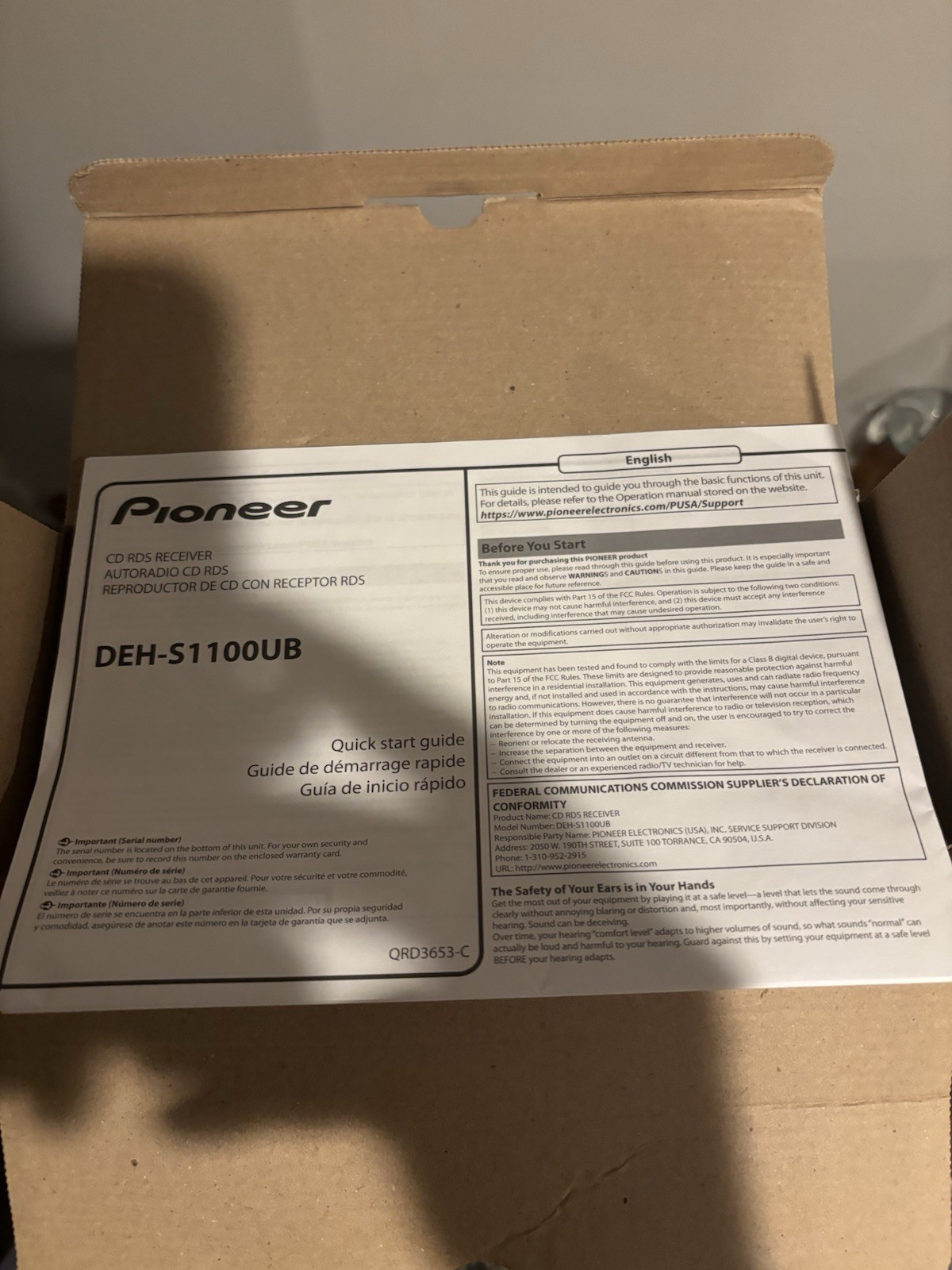 Pioneer ARC CD RDS Receiver DEH-S1100UB Android App Compatibility ~ BRAND NEW 👀