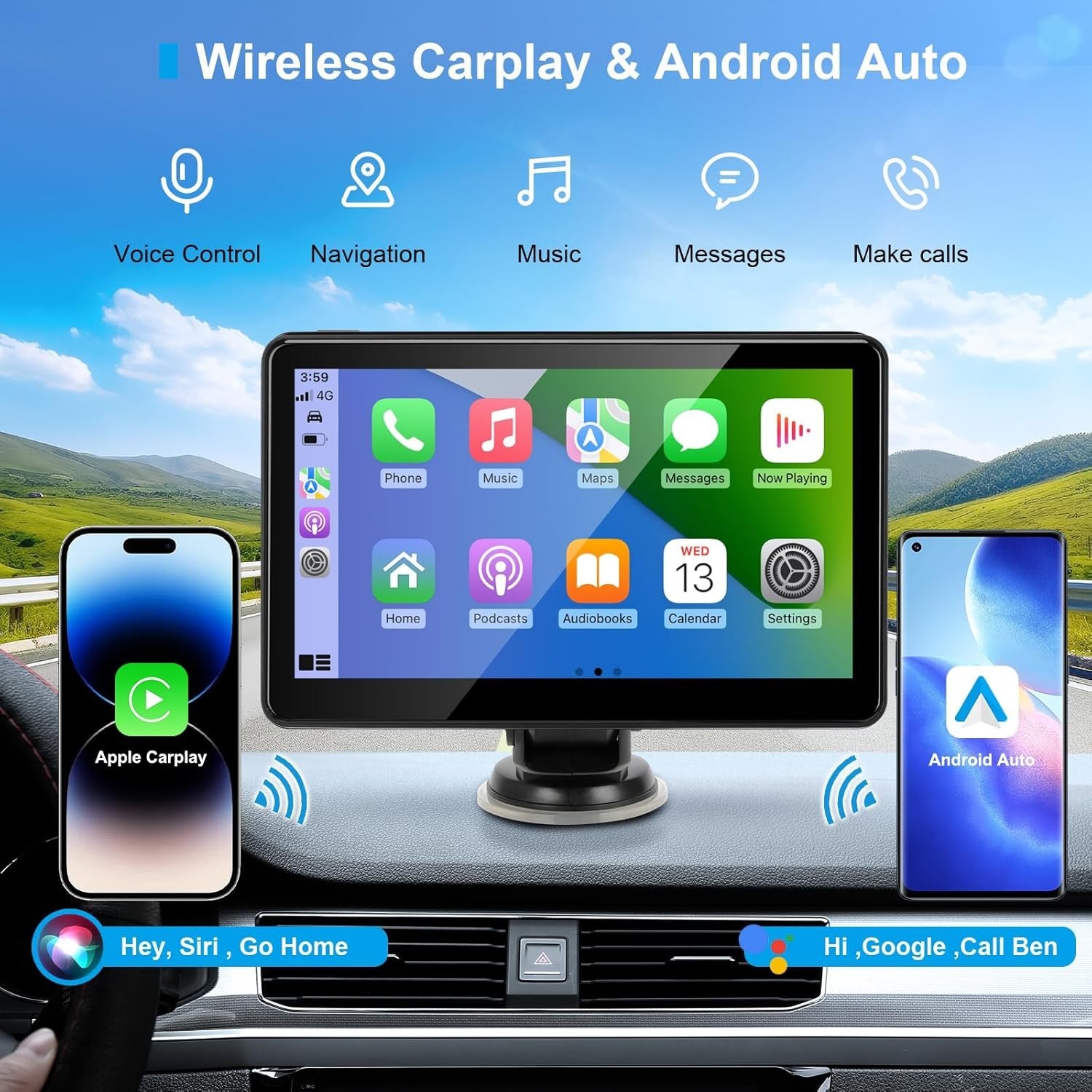 Wireless CarPlay & Android Auto 7-Inch Screen with Bluetooth & Easy Installation