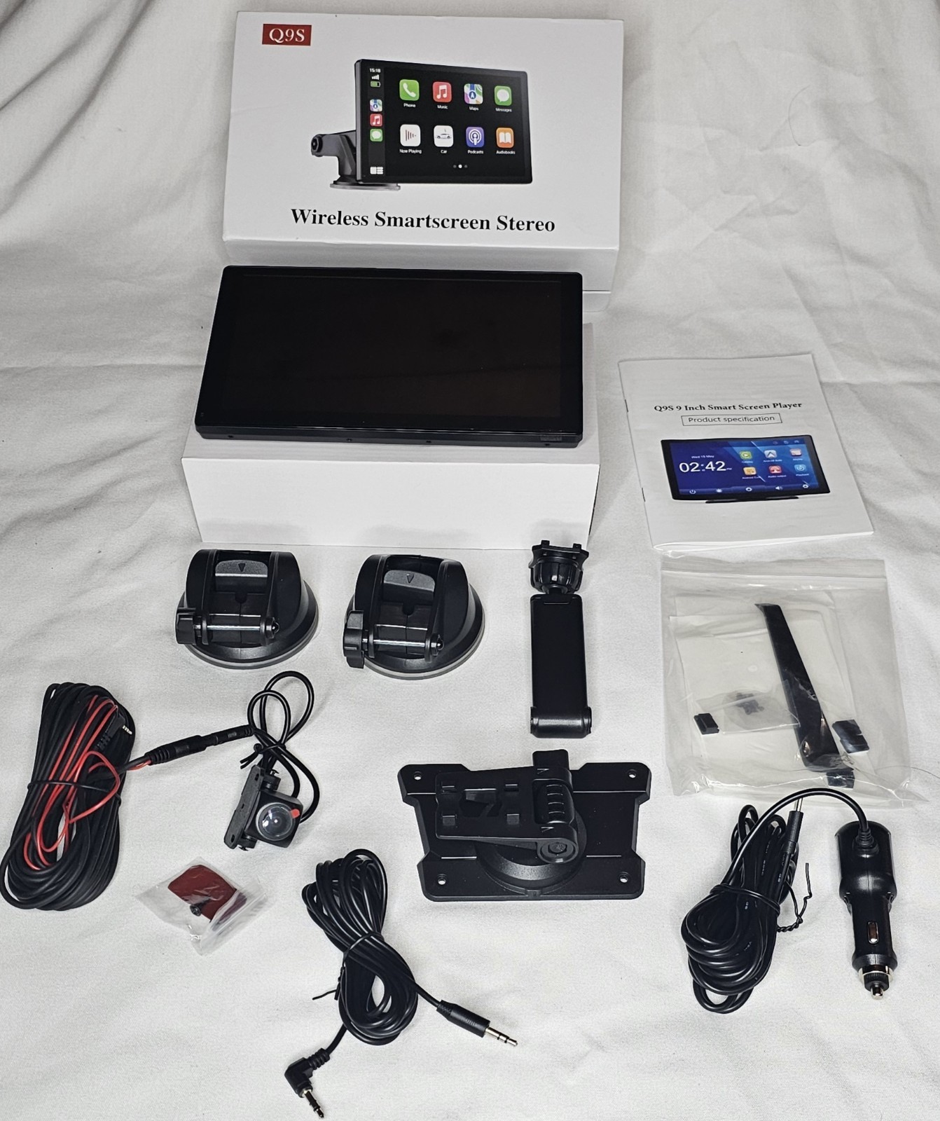 Open Box Hauxiy Q9S 9″ Wireless Smart Screen Touchscreen Car Stereo CarPlay