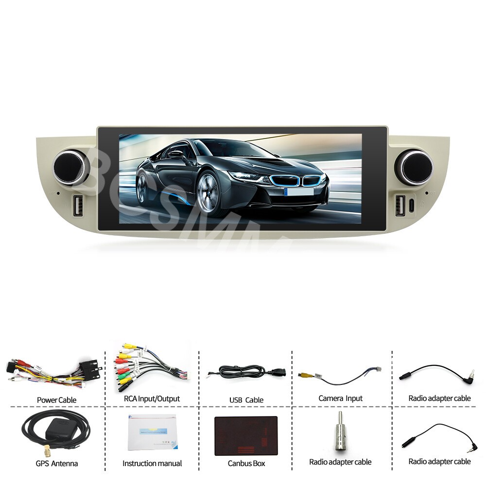 Fit For Fiat 500 2007-2015 For CarPlay/Android Auto Stereo Radio Touch Screen