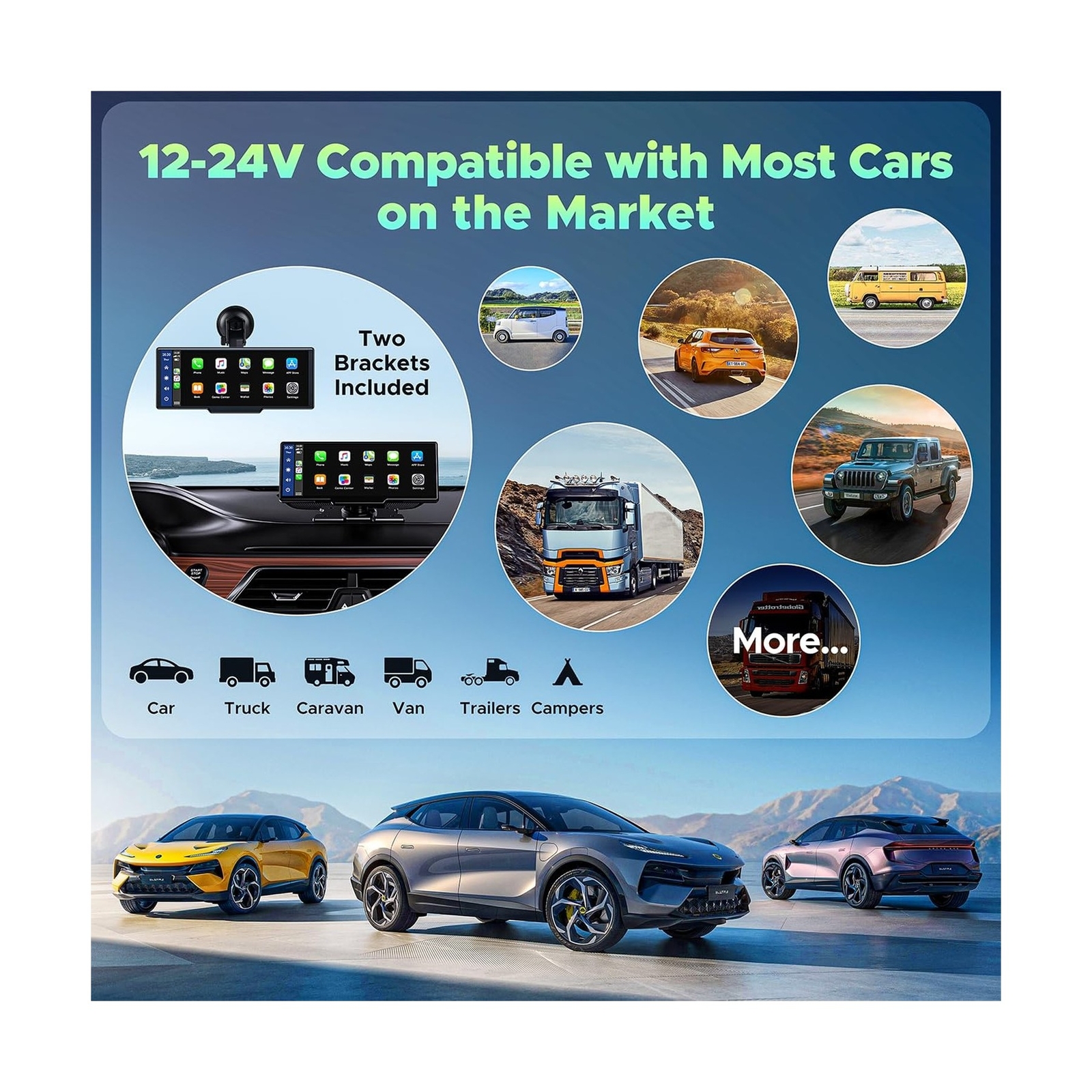 LAMTTO 9.26″ Wireless Car Stereo Apple Carplay with 2.5K Dash Cam, 1080P Back…