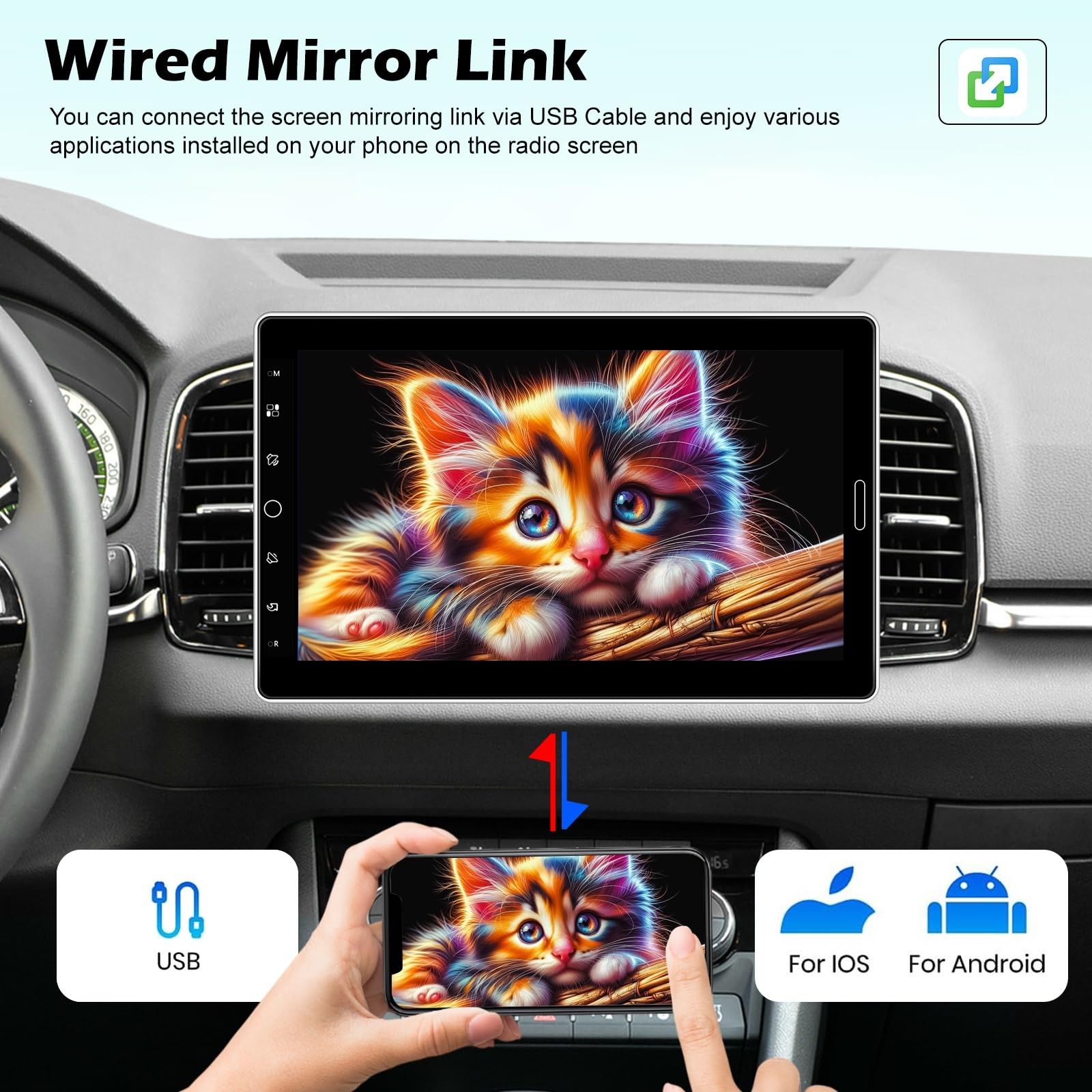 10.1 inch Single Din Touchscreen Radio 10 inch Car Stereo with Wireless Carpl…