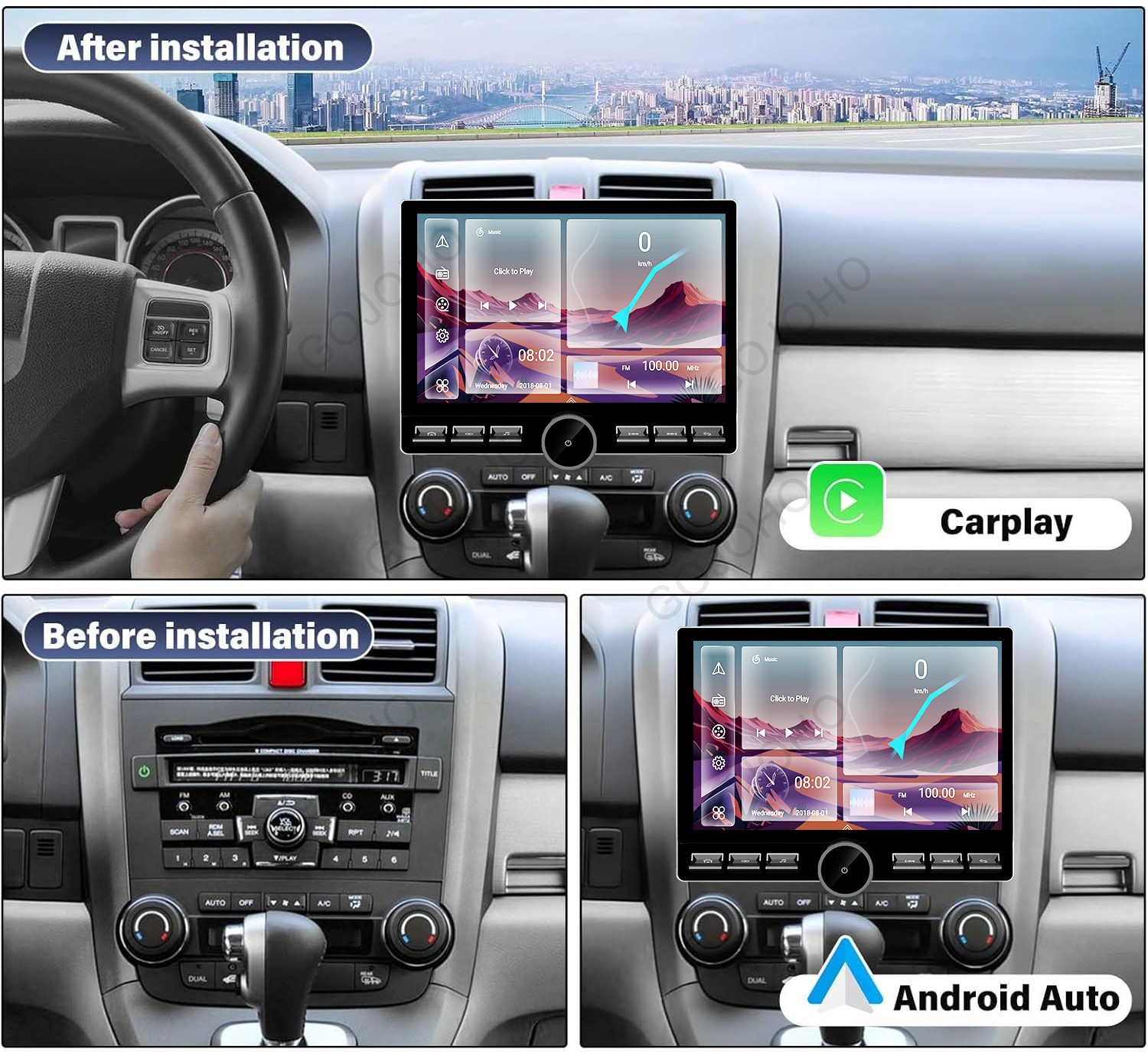 For Honda CRV 2007-2011 Caro Radio 64G Stere GPS+Cam Navi WiFi Wireless Carplay