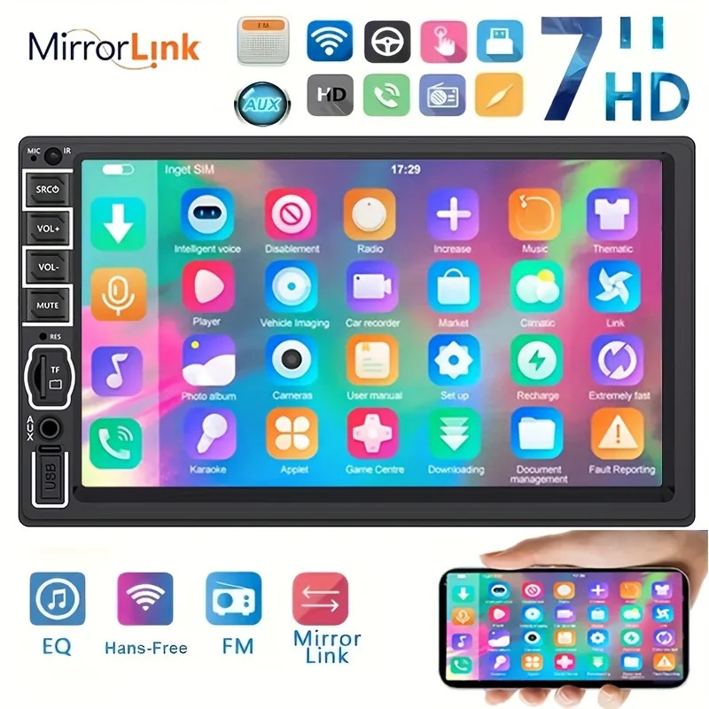 2Din car radio car stereo 7″ touch screen MP5 player FM mirror link player+