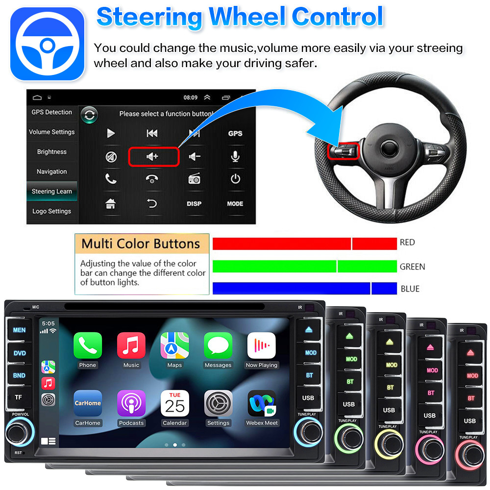 10.26″ Android Auto Screen Wireless CarPlay Car Stereo Fr Apple 4K Dash Cam BT