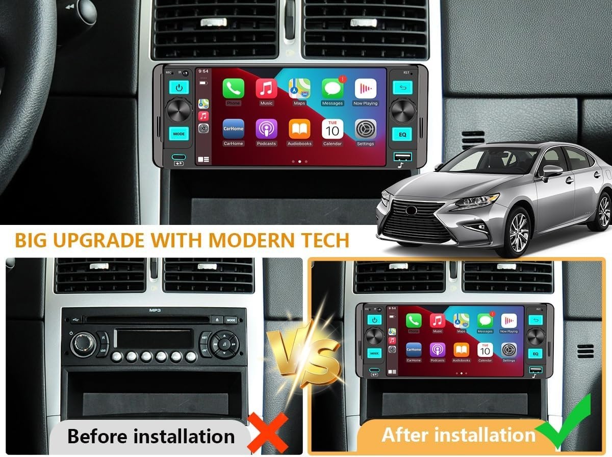 Estereo De Pantalla con Bluetooth Para Coche Carro Auto Backup Camera USB/AUX/FM