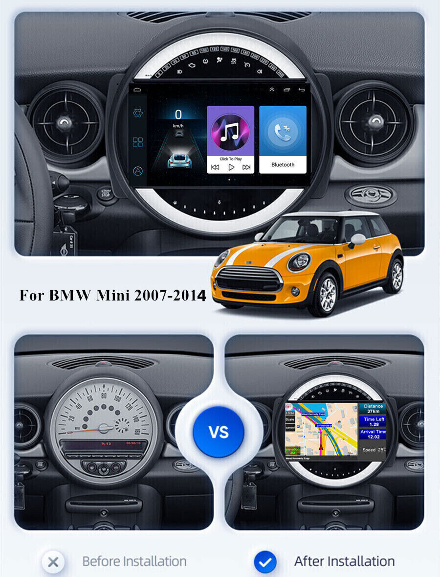 CarPlay For BMW Mini Cooper R56 R60 2007-2013 Android 13 Car Stereo Radio Navi