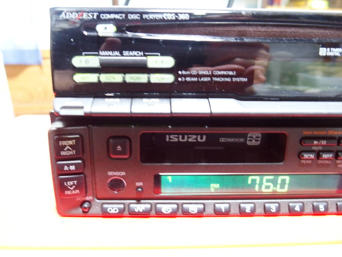 ADDZEST ISUZU Cassette CD Player Set Green Light Junk JAPAN