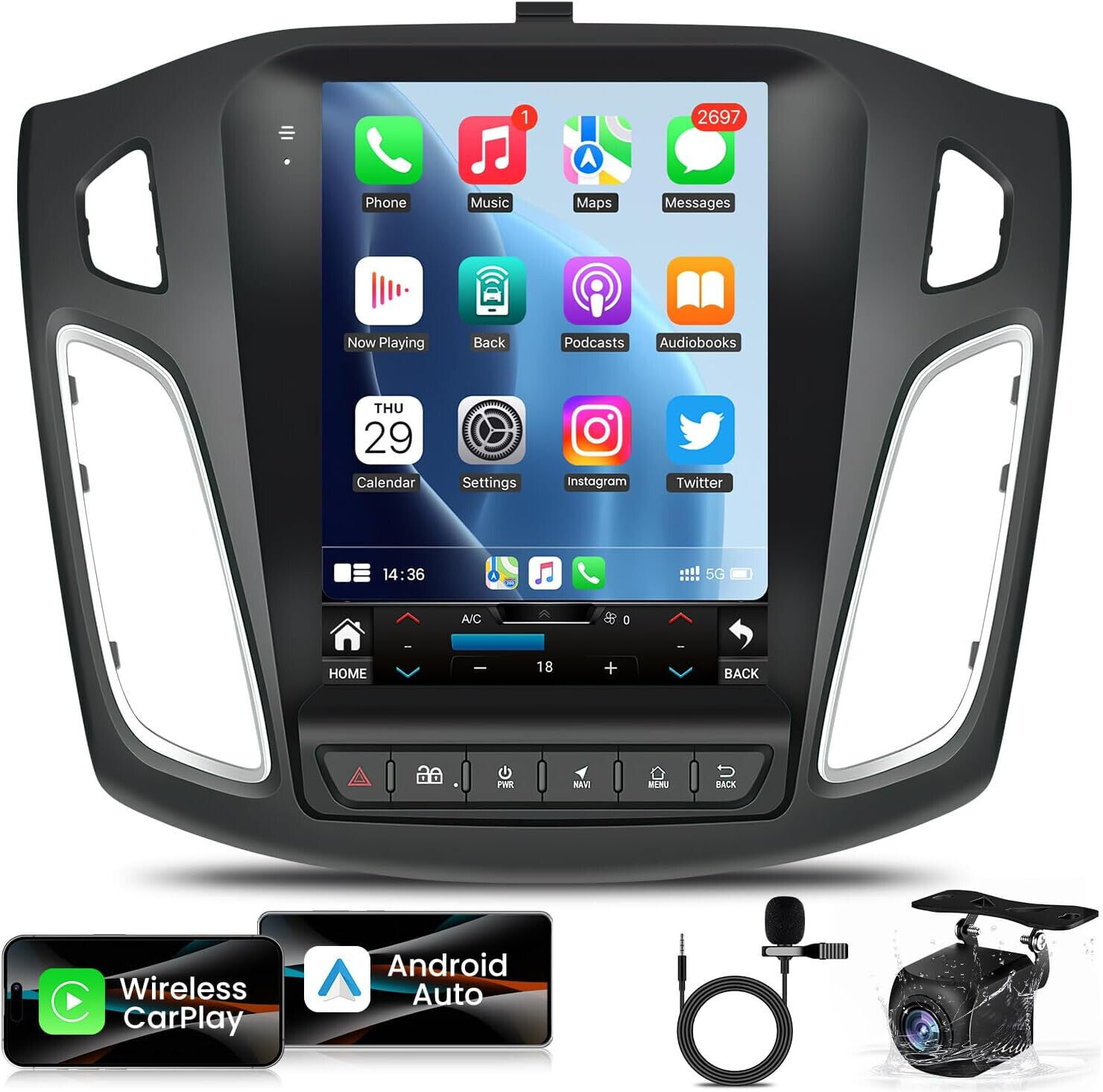 For 2012-2018 Ford Focus GPS Navi Android12.0 Car Stereo Radio 9.7″ Touch Screen