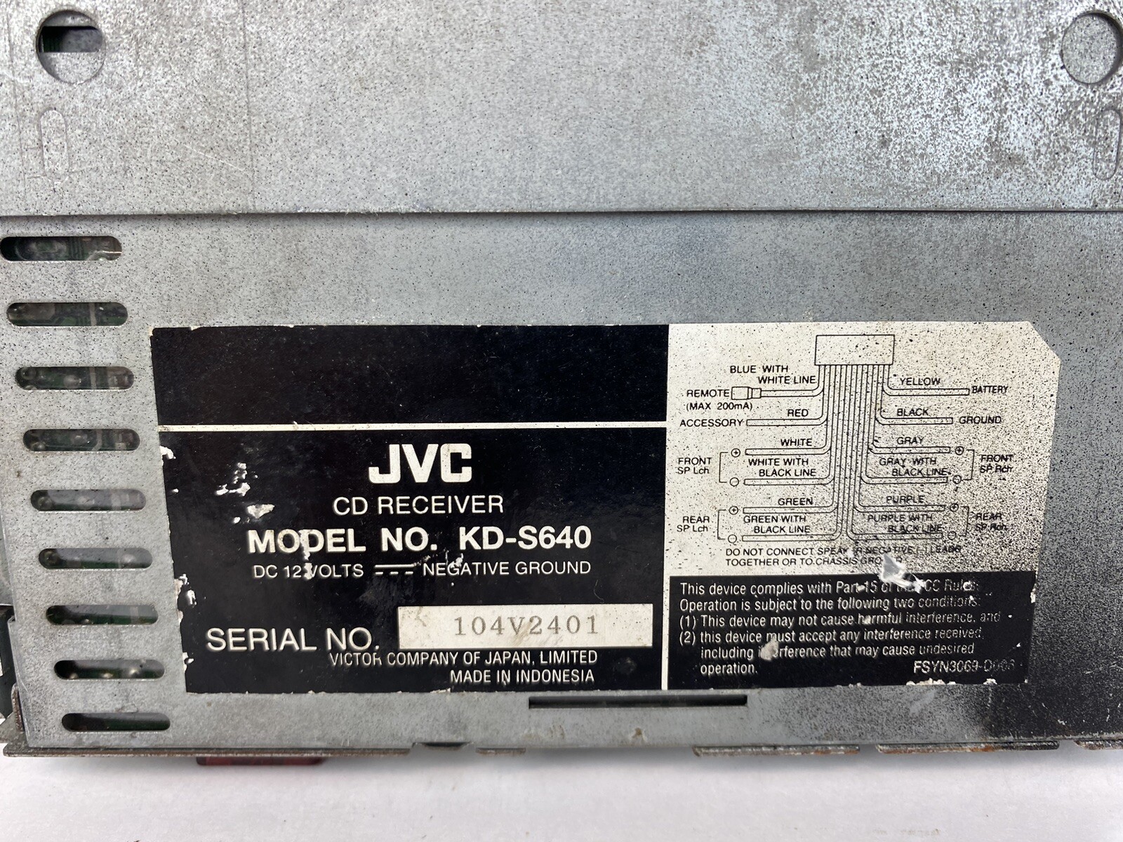 JVC KD-S640 CD player am/fm with detachable face plate