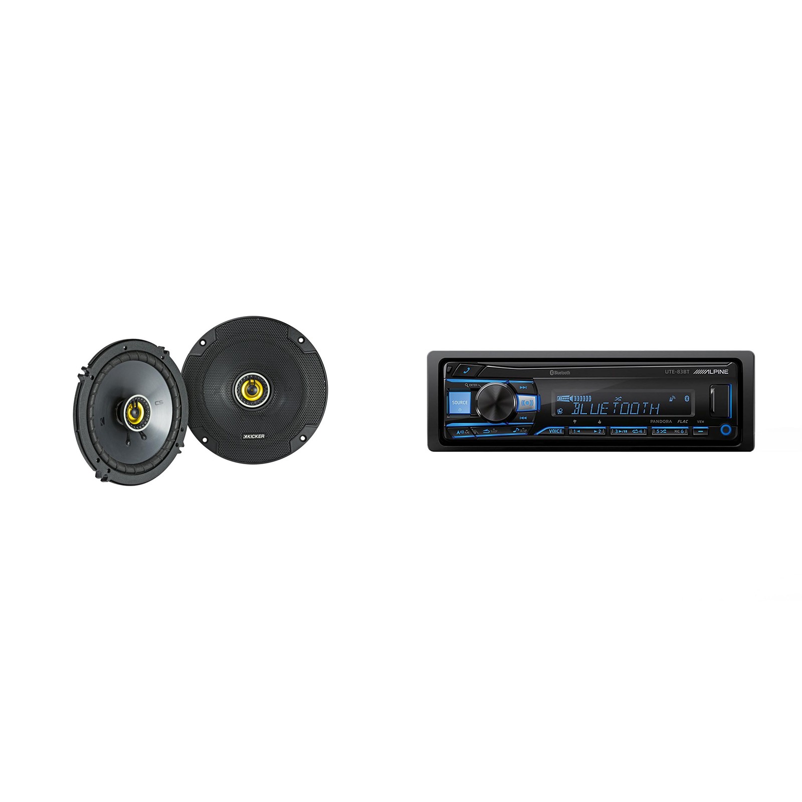 Alpine UTE-83BT Bluetooth Receiver & Kicker CSC 6.5″ Speakers