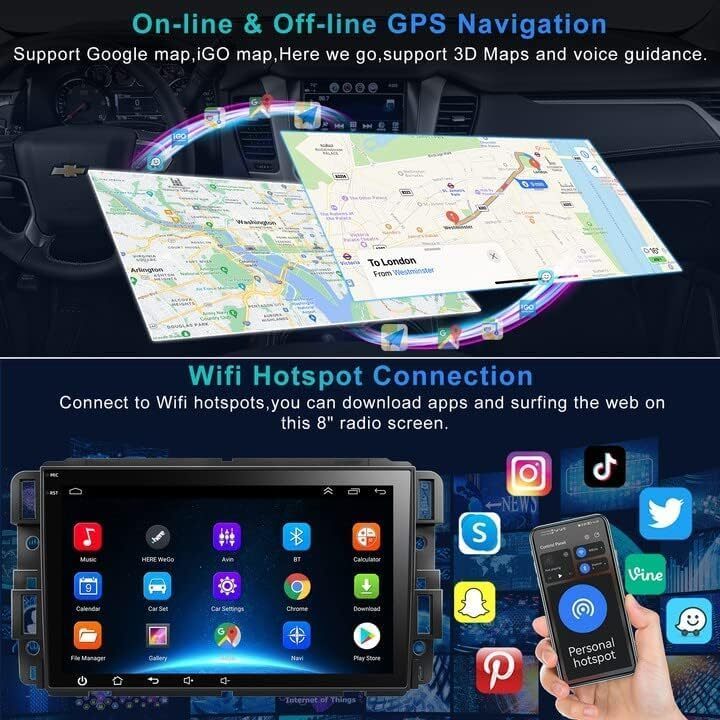 4+64G For 2009-2012 Chevrolet Silverado Wifi Carplay Android 13 Stereo Radio GPS