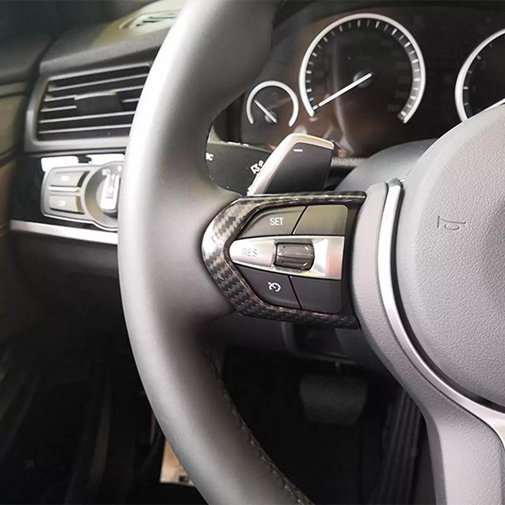 Car Carbon Fiber Steering Wheel Button Switch Trim Covers For BMW for M3 F80 F82