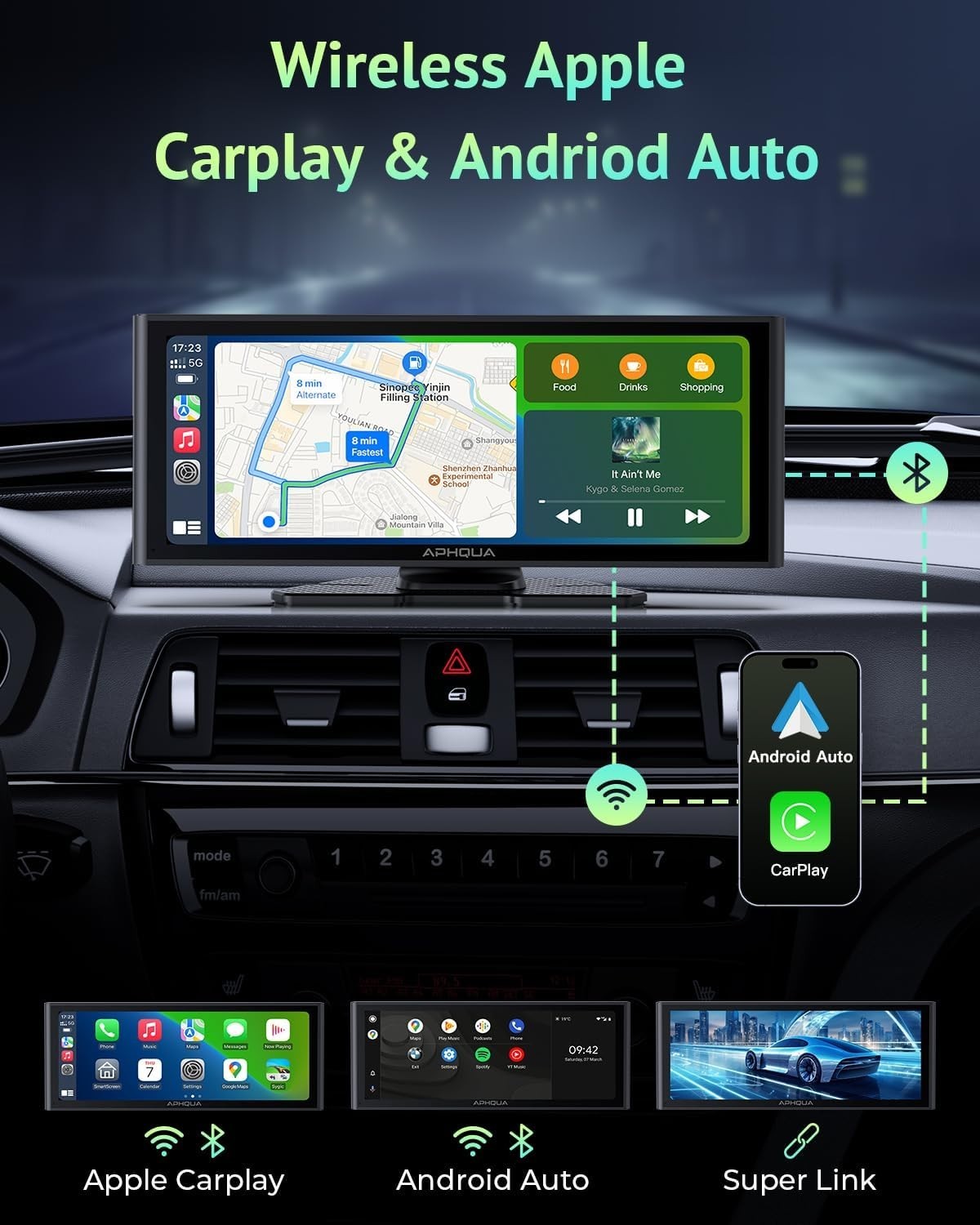 9.26″ 2.5K Dash Cam Car Stereo Radio Apple Carplay&Android Auto GPS+1080P Camera