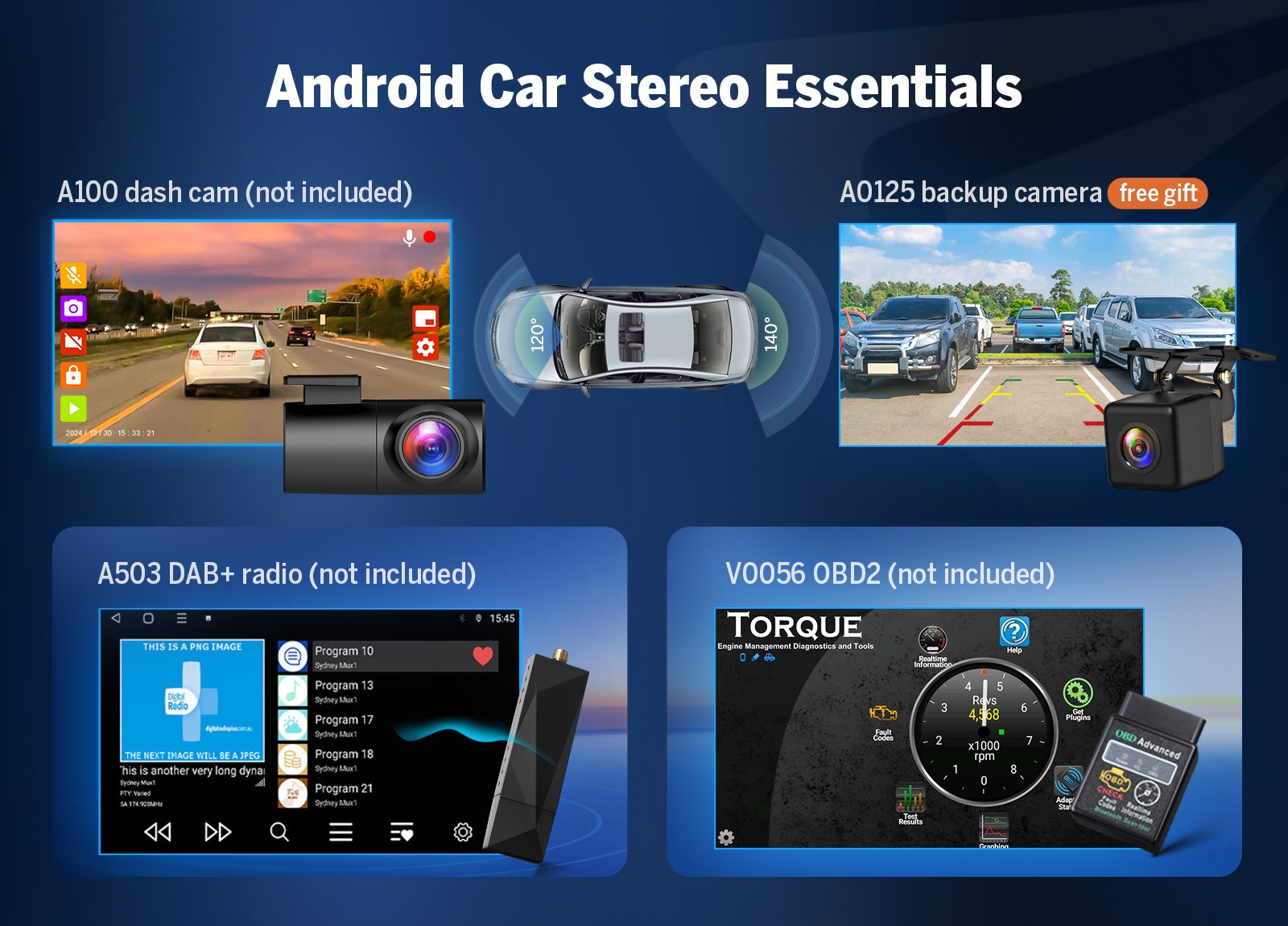 OBD+CAM+Eonon Q04Pro 7″ Android 10 Double 2DIN Car Radio Stereo GPS Navi CarPlay
